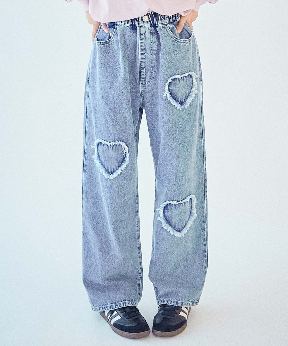 【デビロック/devirock / KIDS】の【chum】ハート刺繍 着映え デニムパンツ デニムパンツ ロングパンツ 25AW インテリア・キッズ・メンズ・レディースファッション・服の通販 founy(ファニー) 　ファッション　Fashion　キッズファッション　Fashion for Kids　ボトムス　Bottoms　ヴィンテージ　Vintage Style　春　Spring　秋　Autumn　デニム　Denim, Jeans Material　トレンド　Trend, Trending Now　パッチワーク　Patchwork, Mixed Fabric　ロング　Long, Long-Length　2025年　2025　2025-2026秋冬・A/W　Autumn/Winter 2025–26 AW25–26　002-ケミカブリーチ|ID: prp329100004708955 ipo3291000000034186653