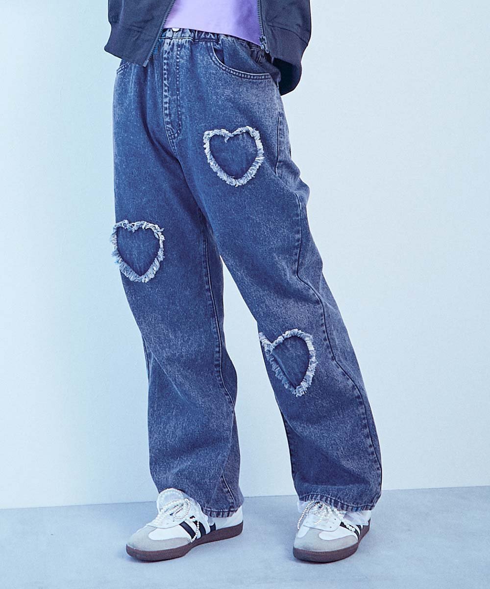 【デビロック/devirock / KIDS】の【chum】ハート刺繍 着映え デニムパンツ デニムパンツ ロングパンツ 25AW インテリア・キッズ・メンズ・レディースファッション・服の通販 founy(ファニー) 　ファッション　Fashion　キッズファッション　Fashion for Kids　ボトムス　Bottoms　ヴィンテージ　Vintage Style　春　Spring　秋　Autumn　デニム　Denim, Jeans Material　トレンド　Trend, Trending Now　パッチワーク　Patchwork, Mixed Fabric　ロング　Long, Long-Length　2025年　2025　2025-2026秋冬・A/W　Autumn/Winter 2025–26 AW25–26　001-ケミカルネイビー|ID: prp329100004708955 ipo3291000000034186654