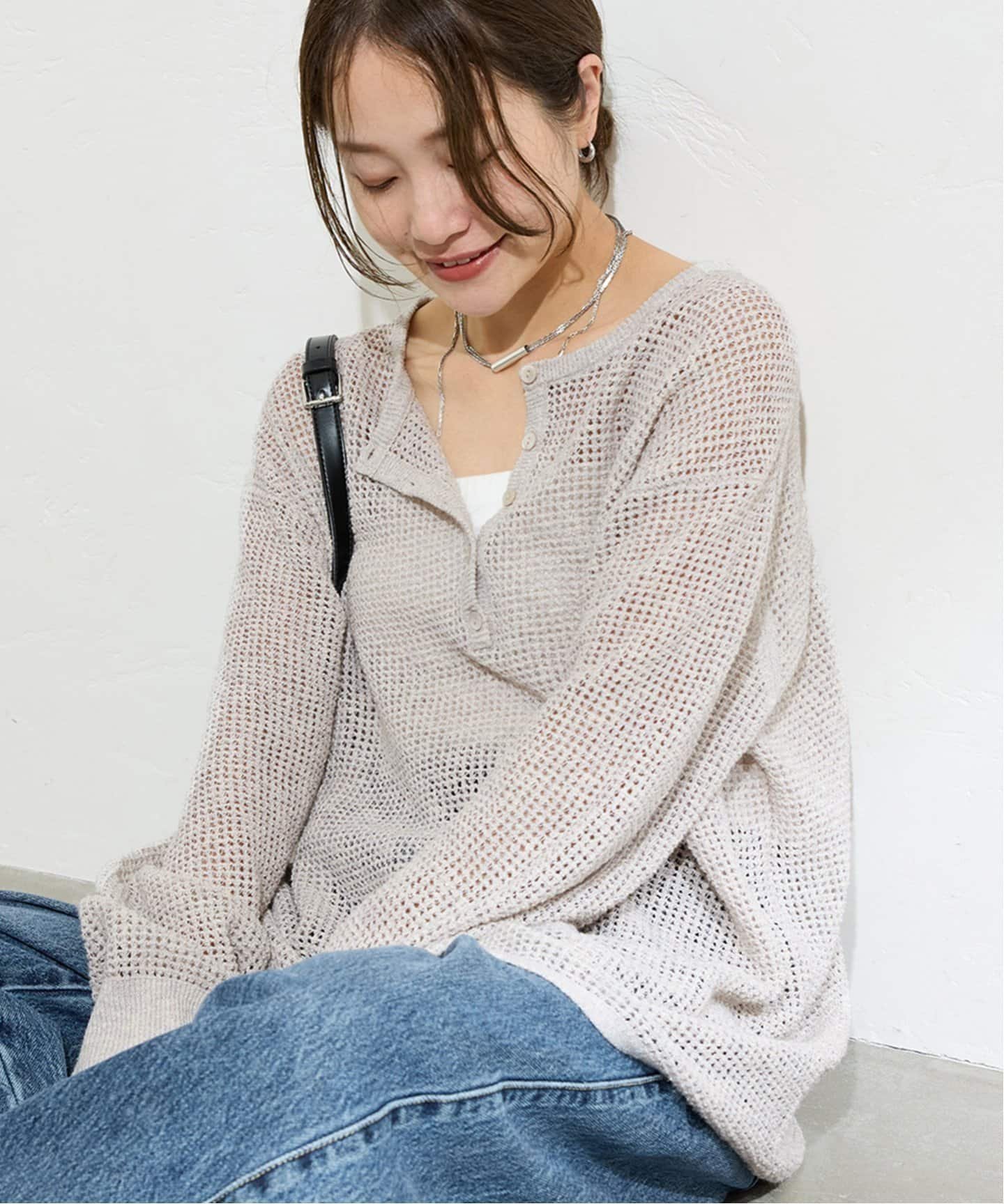 【ジャーナルスタンダード/JOURNAL STANDARD】の《追加》ヘンリーメッシュニット インテリア・キッズ・メンズ・レディースファッション・服の通販 founy(ファニー) 　ファッション　Fashion　レディースファッション　Fashion for Women　トップス・カットソー　Cut & Sew Tops　ニット　Knit Tops & Sweaters　2025年　2025　2025-2026秋冬・A/W　Autumn/Winter 2025–26 AW25–26　イエロー　Yellow　インナー　Innerwear　メッシュ　Mesh, Net Fabric　リラックス　Relax, Relaxed Fit　洗える　Machine Washable　グレーB|ID: prp329100004708960 ipo3291000000034013399