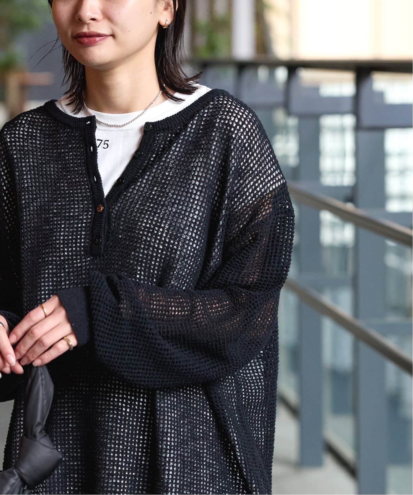 【ジャーナルスタンダード/JOURNAL STANDARD】の《追加》ヘンリーメッシュニット インテリア・キッズ・メンズ・レディースファッション・服の通販 founy(ファニー) 　ファッション　Fashion　レディースファッション　Fashion for Women　トップス・カットソー　Cut & Sew Tops　ニット　Knit Tops & Sweaters　2025年　2025　2025-2026秋冬・A/W　Autumn/Winter 2025–26 AW25–26　イエロー　Yellow　インナー　Innerwear　メッシュ　Mesh, Net Fabric　リラックス　Relax, Relaxed Fit　洗える　Machine Washable　ブラック|ID: prp329100004708960 ipo3291000000034013400