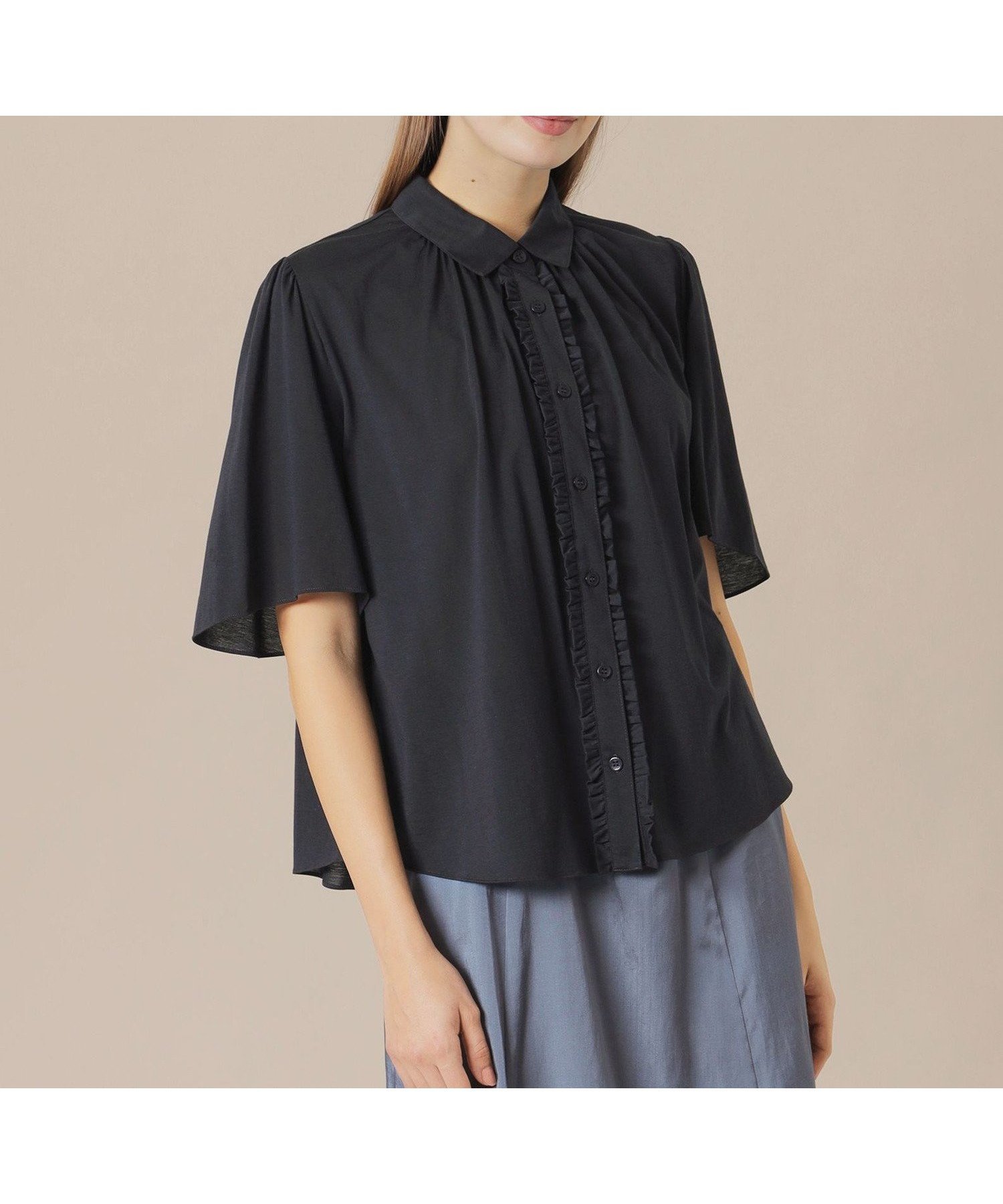 【マッキントッシュ ロンドン/MACKINTOSH LONDON】のシアーコットンナイロンブラウス インテリア・キッズ・メンズ・レディースファッション・服の通販 founy(ファニー) 　ファッション　Fashion　レディースファッション　Fashion for Women　トップス・カットソー　Cut & Sew Tops　シャツ・ブラウス・オフィスカジュアル　Elegant Blouses & Button-Ups　ウォッシャブル　Machine Washable　ギャザー　Gathered, Ruffled　シアー　Sheer, See-Through　フリル　Frill, Ruffle　フレアースリーブ　Flared Sleeve, Bell Sleeve　フロント　Front, Front Design　ヨーク　Yoke, Yoke Design　夏　Summer　春　Spring　ネイビー|ID: prp329100004709096 ipo3291000000034014694