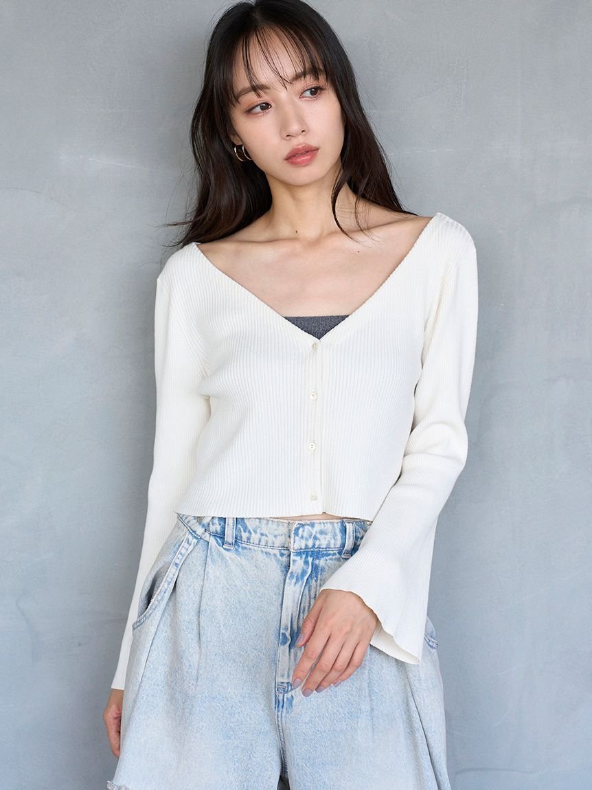 【スナイデル/SNIDEL】のフレアスリーブショートカーディガン 人気、トレンドファッション・服の通販 founy(ファニー) 　ファッション　Fashion　レディースファッション　Fashion for Women　トップス・カットソー　Cut & Sew Tops　カーディガン・羽織り　Layered Style Cardigans　カーディガン　Cardigan, Knitwear　スマート　Smart, Elegant　スリーブ　Sleeve, Long Sleeve / Short Sleeve　トレンド　Trend, Trending Now　バランス　Balance, Style Balance　フレア　Flare, Flared　ロング　Long, Long-Length　おすすめ　Recommended / Our Picks　 other-1|ID: prp329100004709136 ipo3291000000034015026