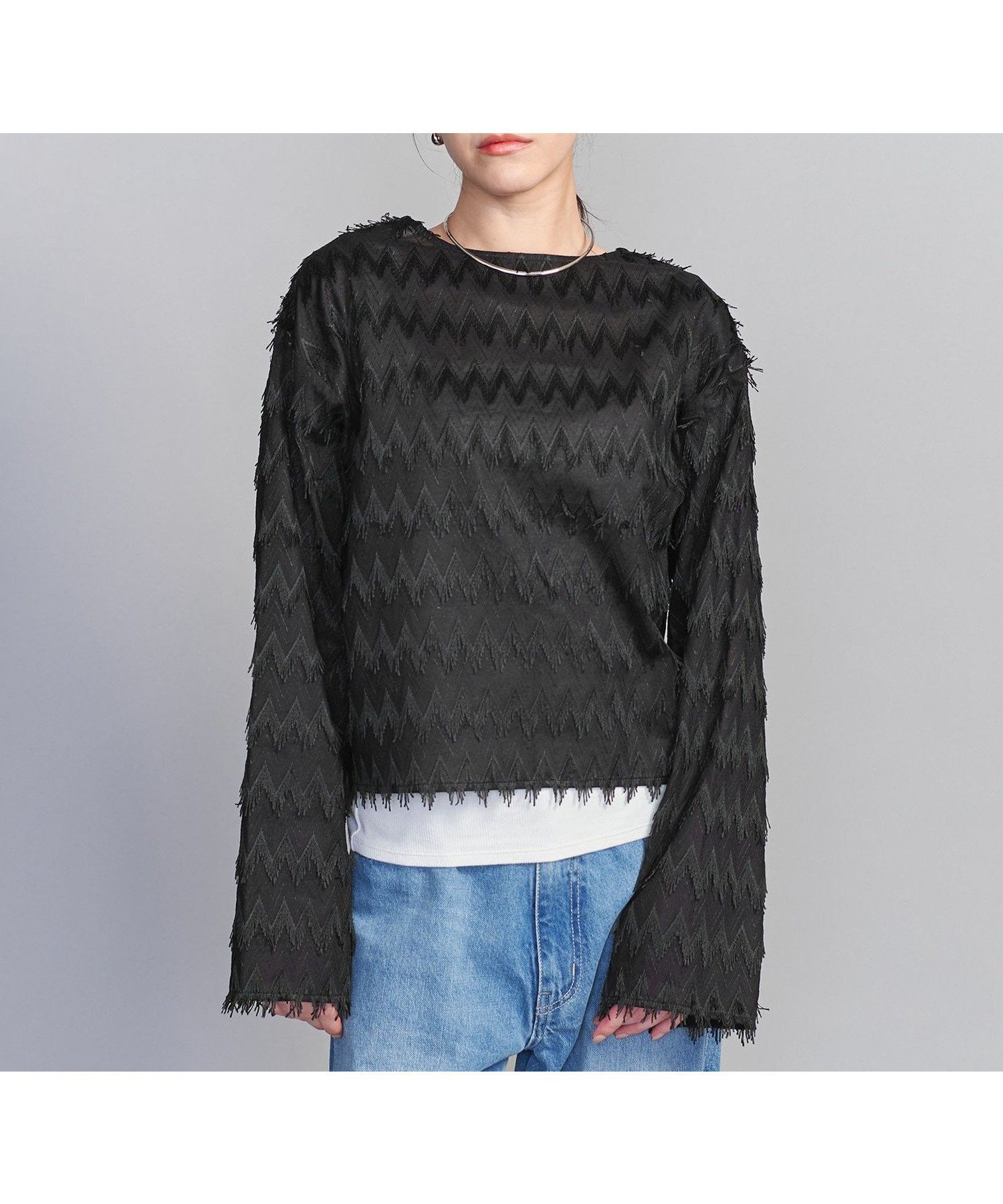 【ユナイテッドアローズ/UNITED ARROWS】のエンブロイダリー 2WAY シアーブラウス インテリア・キッズ・メンズ・レディースファッション・服の通販 founy(ファニー) 　ファッション　Fashion　レディースファッション　Fashion for Women　トップス・カットソー　Cut & Sew Tops　シャツ・ブラウス・オフィスカジュアル　Elegant Blouses & Button-Ups　インナー　Innerwear　エンブロイダリー　Embroidery Design　キャミソール　Camisole, Spaghetti Strap Top　デニム　Denim, Jeans Material　ハーフ　Half, Half-Length　バランス　Balance, Style Balance　フリンジ　Fringe, Tassel　ボトム　Bottoms, Lower Wear　アウトレット　Outlet / Clearance　おすすめ　Recommended / Our Picks　夏　Summer　BLACK|ID: prp329100004709178 ipo3291000000034015349