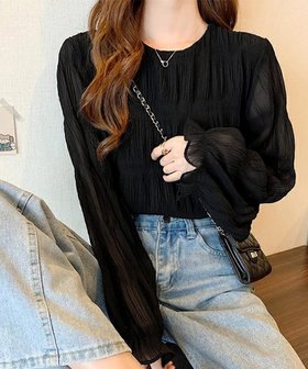 【ミニミニストア/miniministore】のシャーリングブラウス 長袖トップス韓国風 人気、トレンドファッション・服の通販 founy(ファニー) ファッション Fashion レディースファッション Fashion for Women トップス・カットソー Cut & Sew Tops シャツ・ブラウス・オフィスカジュアル Elegant Blouses & Button-Ups インナー Innerwear ギャザー Gathered, Ruffled シアー Sheer, See-Through シフォン Chiffon, Lightweight Fabric シャーリング Shirring, Ruched スラックス Slacks, Dress Pants ダウン Down, Puffer デニム Denim, Jeans Material 長袖 Long Sleeve, Full Sleeve フェミニン Feminine, Girly フリル Frill, Ruffle プリーツ Pleats, Pleated おすすめ Recommended / Our Picks エレガント 上品 Elegant |ID:prp329100004709180