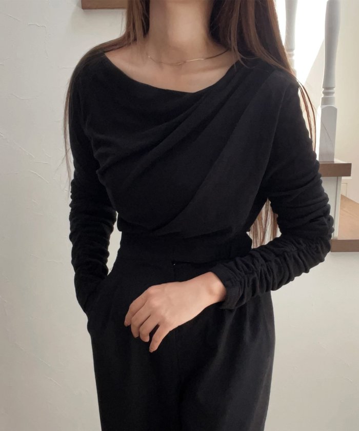 【ジュノア/JUNOAH】のドレープデザインカットソー インテリア・キッズ・メンズ・レディースファッション・服の通販 founy(ファニー) https://founy.com/ ファッション Fashion レディースファッション Fashion for Women トップス・カットソー Cut & Sew Tops カットソー・ベーシックTシャツ Cut-and-Sewn Tops / Stretch Tees & Basics |ID: prp329100004709900 ipo3291000000034445776