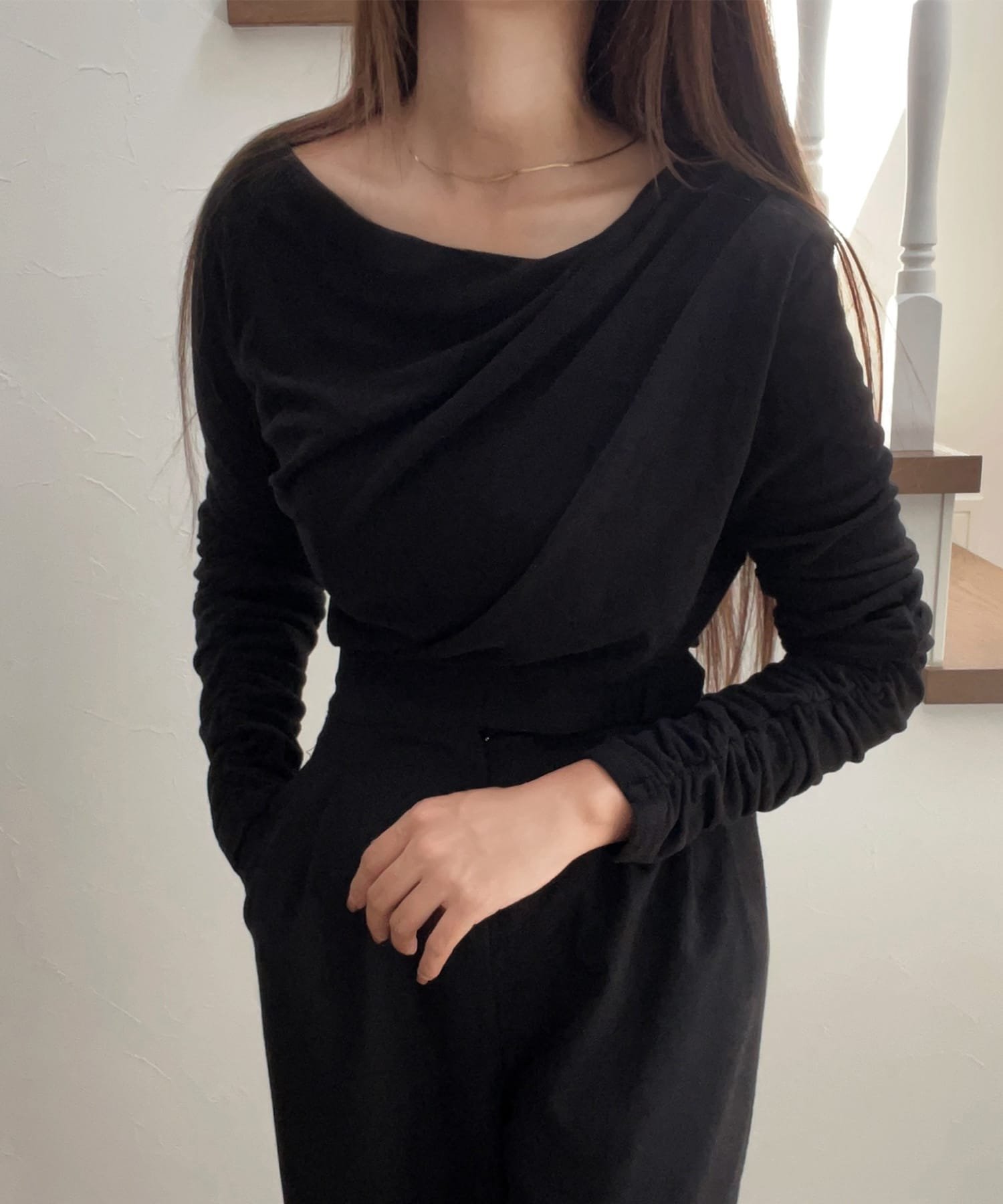 【ジュノア/JUNOAH】のドレープデザインカットソー 人気、トレンドファッション・服の通販 founy(ファニー) 　ファッション　Fashion　レディースファッション　Fashion for Women　トップス・カットソー　Cut & Sew Tops　カットソー・ベーシックTシャツ　Cut-and-Sewn Tops / Stretch Tees & Basics　 other-1|ID: prp329100004709900 ipo3291000000034445776