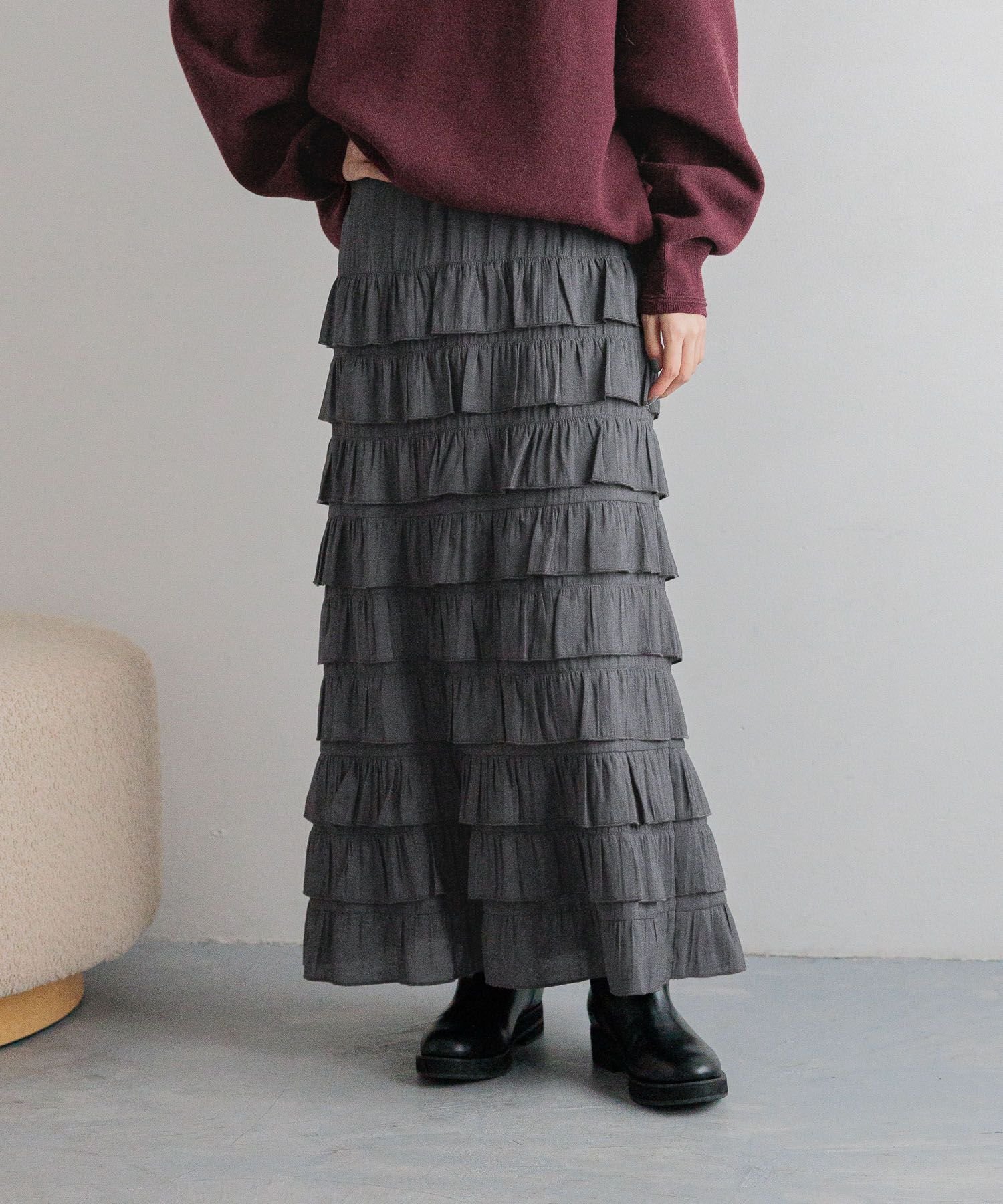 【ローリーズファーム/LOWRYS FARM】のフリルスカート 人気、トレンドファッション・服の通販 founy(ファニー) 　ファッション　Fashion　レディースファッション　Fashion for Women　スカート　Skirts　おすすめ　Recommended / Our Picks　カーディガン　Cardigan, Knitwear　コンパクト　Compact, Small Size　シンプル　Simple, Minimal　バランス　Balance, Style Balance　フリル　Frill, Ruffle　秋　Autumn　 other-1|ID: prp329100004709904 ipo3291000000034049584