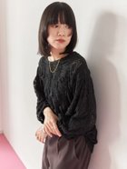 【サマンサモスモス/Samansa Mos2】の花ジャガード7分袖プルオーバー ブラック|ID: prp329100004709916 ipo3291000000034783950