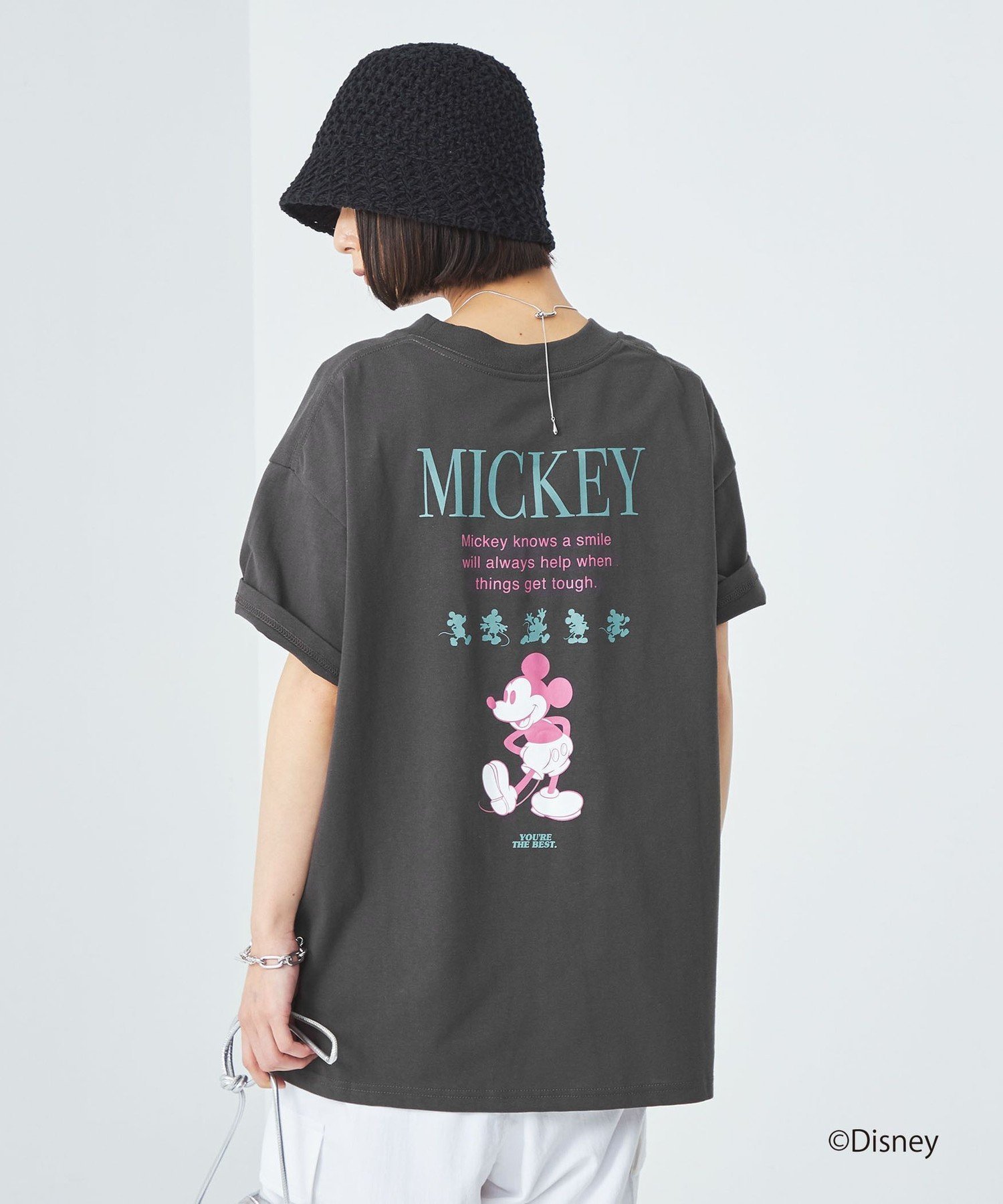 【ユナイテッドアローズ/UNITED ARROWS】のGLR or DISNEY ミッキーマウス / バックプリント 半袖 Tシャツ インテリア・キッズ・メンズ・レディースファッション・服の通販 founy(ファニー) 　ファッション　Fashion　レディースファッション　Fashion for Women　トップス・カットソー　Cut & Sew Tops　シャツ・ブラウス・オフィスカジュアル　Elegant Blouses & Button-Ups　ロングTシャツ・Tシャツ　Longline T-Shirts & Tees　バッグ　Bags　インナー　Innerwear　カーゴパンツ　Cargo Pants, Utility Pants　デニム　Denim, Jeans Material　トレンド　Trend, Trending Now　定番　Standard, Basic Item　フロント　Front, Front Design　ブルゾン　Blouson, Bomber Jacket　プリント　Print, Printed Pattern　半袖　Short Sleeve, Half Sleeve　ミリタリー　Military, Army Style　ワンポイント　One Point, Statement Accent　アウトレット　Outlet / Clearance　おすすめ　Recommended / Our Picks　MD.GRAY|ID: prp329100004710110 ipo3291000000034021866