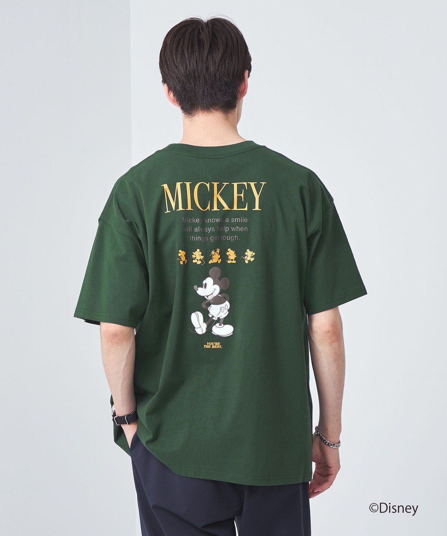 【ユナイテッドアローズ/UNITED ARROWS】のGLR or DISNEY ミッキーマウス / バックプリント 半袖 Tシャツ インテリア・キッズ・メンズ・レディースファッション・服の通販 founy(ファニー) 　ファッション　Fashion　レディースファッション　Fashion for Women　トップス・カットソー　Cut & Sew Tops　シャツ・ブラウス・オフィスカジュアル　Elegant Blouses & Button-Ups　ロングTシャツ・Tシャツ　Longline T-Shirts & Tees　バッグ　Bags　インナー　Innerwear　カーゴパンツ　Cargo Pants, Utility Pants　デニム　Denim, Jeans Material　トレンド　Trend, Trending Now　定番　Standard, Basic Item　フロント　Front, Front Design　ブルゾン　Blouson, Bomber Jacket　プリント　Print, Printed Pattern　半袖　Short Sleeve, Half Sleeve　ミリタリー　Military, Army Style　ワンポイント　One Point, Statement Accent　アウトレット　Outlet / Clearance　おすすめ　Recommended / Our Picks　DK.GREEN|ID: prp329100004710110 ipo3291000000034021868