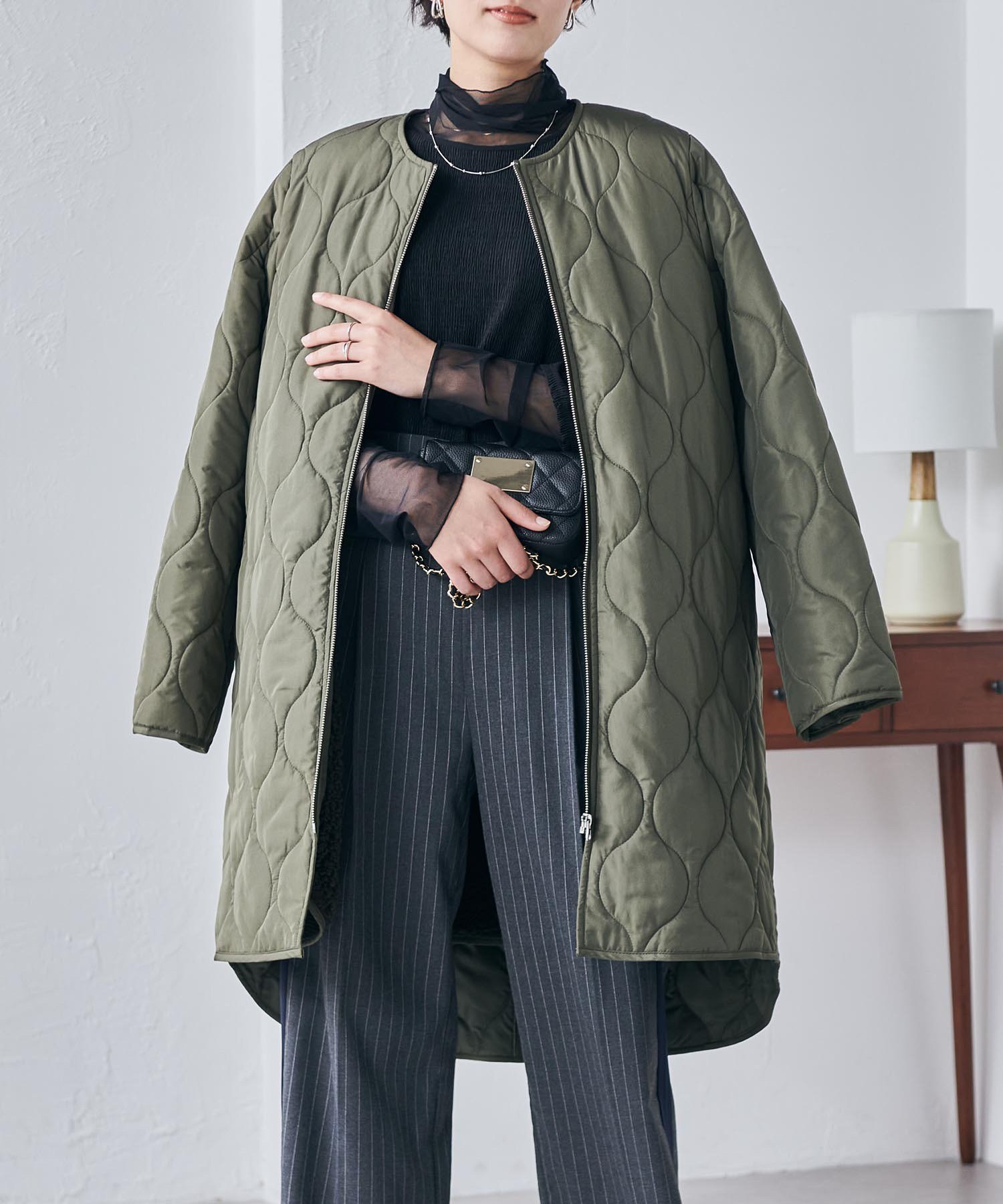 【ラナン/Ranan】の3wayキルティングコート インテリア・キッズ・メンズ・レディースファッション・服の通販 founy(ファニー) 　ファッション　Fashion　レディースファッション　Fashion for Women　アウター　Coat / Outerwear Collection　コート・ロングコート・ピーコート　Long Coats, Peacoats & More　インナー　Innerwear　春　Spring　秋　Autumn　キルティング　Quilted, Quilting　タフタ　Taffeta, Structured Fabric　タートルネック　Turtleneck, High Neck　ポケット　Pocket, Pocket Detail　防寒　Cold Protection, Winter-Ready　ライナー　Liner, Inner Layer　ロング　Long, Long-Length　おすすめ　Recommended / Our Picks　カーキ|ID: prp329100004710228 ipo3291000000034285651