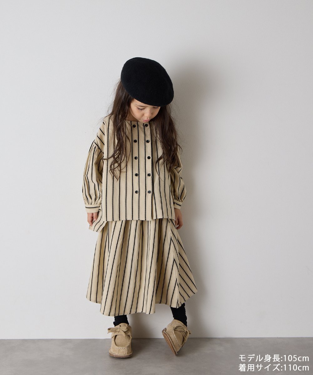【リジェール/riziere / KIDS】の【リンクコーデ】ガールズランダムストライプセットアップ 人気、トレンドファッション・服の通販 founy(ファニー) 　ファッション　Fashion　キッズファッション　Fashion for Kids　シンプル　Simple, Minimal　ストライプ　Stripe, Striped Pattern　セットアップ　Set-Up, Coordinated Outfit　ダブル　Double, Double-Breasted　ボーイズ　Boyish, Boy Style　ポケット　Pocket, Pocket Detail　ランダム　Random, Irregular　 other-1|ID: prp329100004710457 ipo3291000000034075699