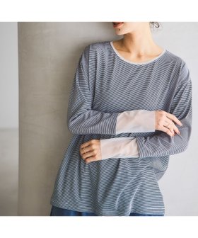【スタディオ クリップ/studio CLIP】の袖シアー切り替えクルーネックプルオーバー 人気、トレンドファッション・服の通販 founy(ファニー) ファッション Fashion レディースファッション Fashion for Women トップス・カットソー Cut & Sew Tops カジュアルプルオーバー・ニットトップス Pullovers & Knit Tops / Casual Pullovers おすすめ Recommended / Our Picks インナー Innerwear カットソー Cut and Sewn Top シアー Sheer, See-Through スウェット / スエット Sweatshirt, Sweatwear チュール Tulip, Tulip Motif トレンド Trend, Trending Now ベーシック Basic, Essential ボーダー Border, Stripe 無地 Plain, Solid Color 秋 Autumn |ID:prp329100004710586