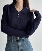 【ジュノア/JUNOAH】のMeiru 薄手ストレッチジャガード長袖ポロカットソー ネイビー|ID: prp329100004711155 ipo3291000000034207782