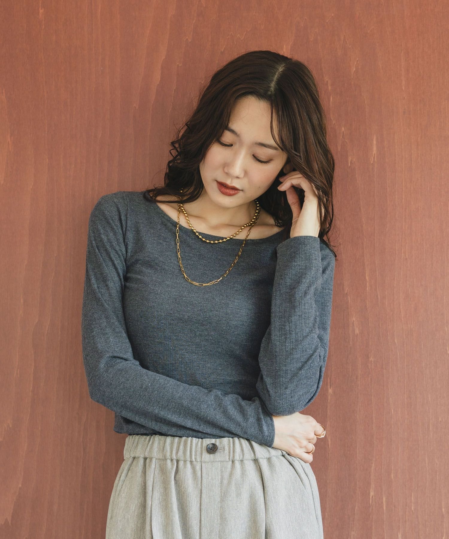 【グローバルワーク/GLOBAL WORK】のWingコラボ/Fffit エフィット/カップ付き長袖Tシャツ/414739 インテリア・キッズ・メンズ・レディースファッション・服の通販 founy(ファニー) 　ファッション　Fashion　レディースファッション　Fashion for Women　トップス・カットソー　Cut & Sew Tops　シャツ・ブラウス・オフィスカジュアル　Elegant Blouses & Button-Ups　ロングTシャツ・Tシャツ　Longline T-Shirts & Tees　アンダー　Underwear Essentials　インナー　Innerwear　カッティング　Cutting Detail　コラボ　Collaboration, Collab　ジャケット　Jacket, Outerwear　フィット　Fit, Slim Fit　羽織　Haori, Light Jacket　長袖　Long Sleeve, Full Sleeve　チャコール18|ID: prp329100004711542 ipo3291000000034032448