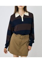 【マウジー/moussy】の【ViVi掲載】BORDER KNIT ポロ 柄BRN5|ID: prp329100004711701 ipo3291000000034033690