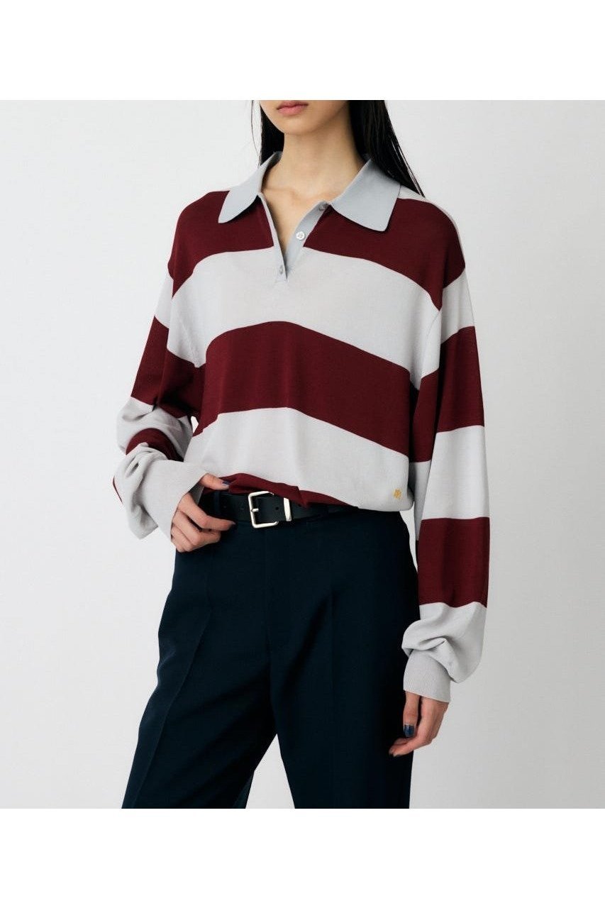 【マウジー/moussy】の【ViVi掲載】BORDER KNIT ポロ インテリア・キッズ・メンズ・レディースファッション・服の通販 founy(ファニー) 　雑誌掲載アイテム　Magazine Picks & Fashion Features　ファッション雑誌　Fashion Magazines　ヴィヴィ　ViVi　ファッション　Fashion　レディースファッション　Fashion for Women　トップス・カットソー　Cut & Sew Tops　ニット　Knit Tops & Sweaters　おすすめ　Recommended / Our Picks　ボーダー　Border, Stripe　ワンポイント　One Point, Statement Accent　人気　Popular, Best Seller　再入荷　Restock / Back in Stock　洗える　Machine Washable　無地　Plain, Solid Color　雑誌　Magazine, Fashion Magazine　柄GRY5|ID: prp329100004711701 ipo3291000000034033692