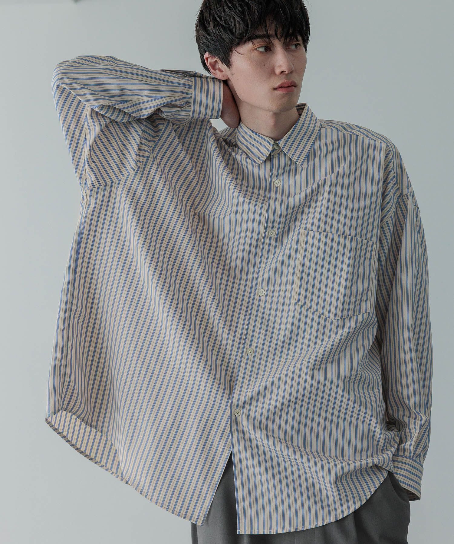 【ローリーズファーム/LOWRYS FARM】のBROADSTRIPESHIRT インテリア・キッズ・メンズ・レディースファッション・服の通販 founy(ファニー) 　ファッション　Fashion　レディースファッション　Fashion for Women　トップス・カットソー　Cut & Sew Tops　シャツ・ブラウス・オフィスカジュアル　Elegant Blouses & Button-Ups　シンプル　Simple, Minimal　トレンド　Trend, Trending Now　ルーズ　Loose, Oversized　ロング　Long, Long-Length　ベージュ52|ID: prp329100004711746 ipo3291000000034034037