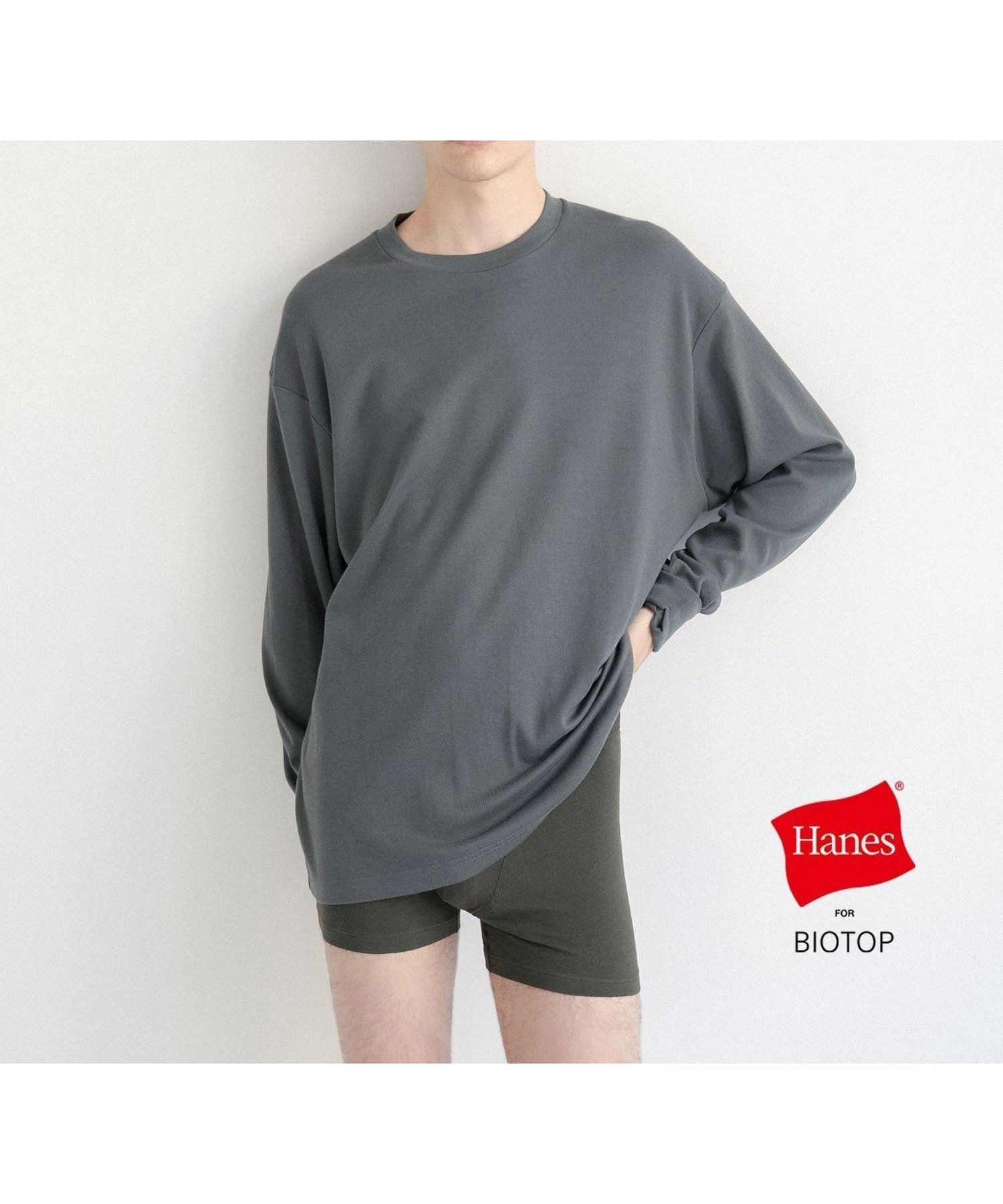 【アダムエロペ /ADAM ET ROPE' / MEN】の【Hanes for BIOTOP】 Comfort Crew Neck Pullover with Thumbhole EX インテリア・キッズ・メンズ・レディースファッション・服の通販 founy(ファニー) 　ファッション　Fashion　メンズファッション　Fashion for Men　ショルダー　Shoulder, Shoulder Strap　スウェット / スエット　Sweatshirt, Sweatwear　ダブル　Double, Double-Breasted　ドロップ　Drop Shoulder, Dropped Style　定番　Standard, Basic Item　バランス　Balance, Style Balance　パターン　Pattern, Design Print　プリント　Print, Printed Pattern　ベーシック　Basic, Essential　別注　Limited Edition, Custom Order　モダン　Modern, Contemporary　リアル　Real, Realistic　リラックス　Relax, Relaxed Fit　ロング　Long, Long-Length　A/W・秋冬　Autumn/Winter　2025年　2025　2025-2026秋冬・A/W　Autumn/Winter 2025–26 AW25–26　スミクロ(05)|ID: prp329100004711852 ipo3291000000034034813
