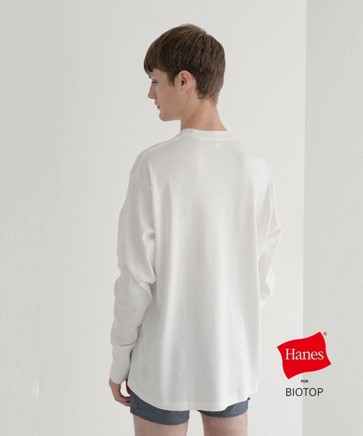 【アダムエロペ /ADAM ET ROPE' / MEN】の【Hanes for BIOTOP】 Comfort Crew Neck Pullover with Thumbhole EX インテリア・キッズ・メンズ・レディースファッション・服の通販 founy(ファニー) 　ファッション　Fashion　メンズファッション　Fashion for Men　ショルダー　Shoulder, Shoulder Strap　スウェット / スエット　Sweatshirt, Sweatwear　ダブル　Double, Double-Breasted　ドロップ　Drop Shoulder, Dropped Style　定番　Standard, Basic Item　バランス　Balance, Style Balance　パターン　Pattern, Design Print　プリント　Print, Printed Pattern　ベーシック　Basic, Essential　別注　Limited Edition, Custom Order　モダン　Modern, Contemporary　リアル　Real, Realistic　リラックス　Relax, Relaxed Fit　ロング　Long, Long-Length　A/W・秋冬　Autumn/Winter　2025年　2025　2025-2026秋冬・A/W　Autumn/Winter 2025–26 AW25–26　ホワイト(10)|ID: prp329100004711852 ipo3291000000034034814