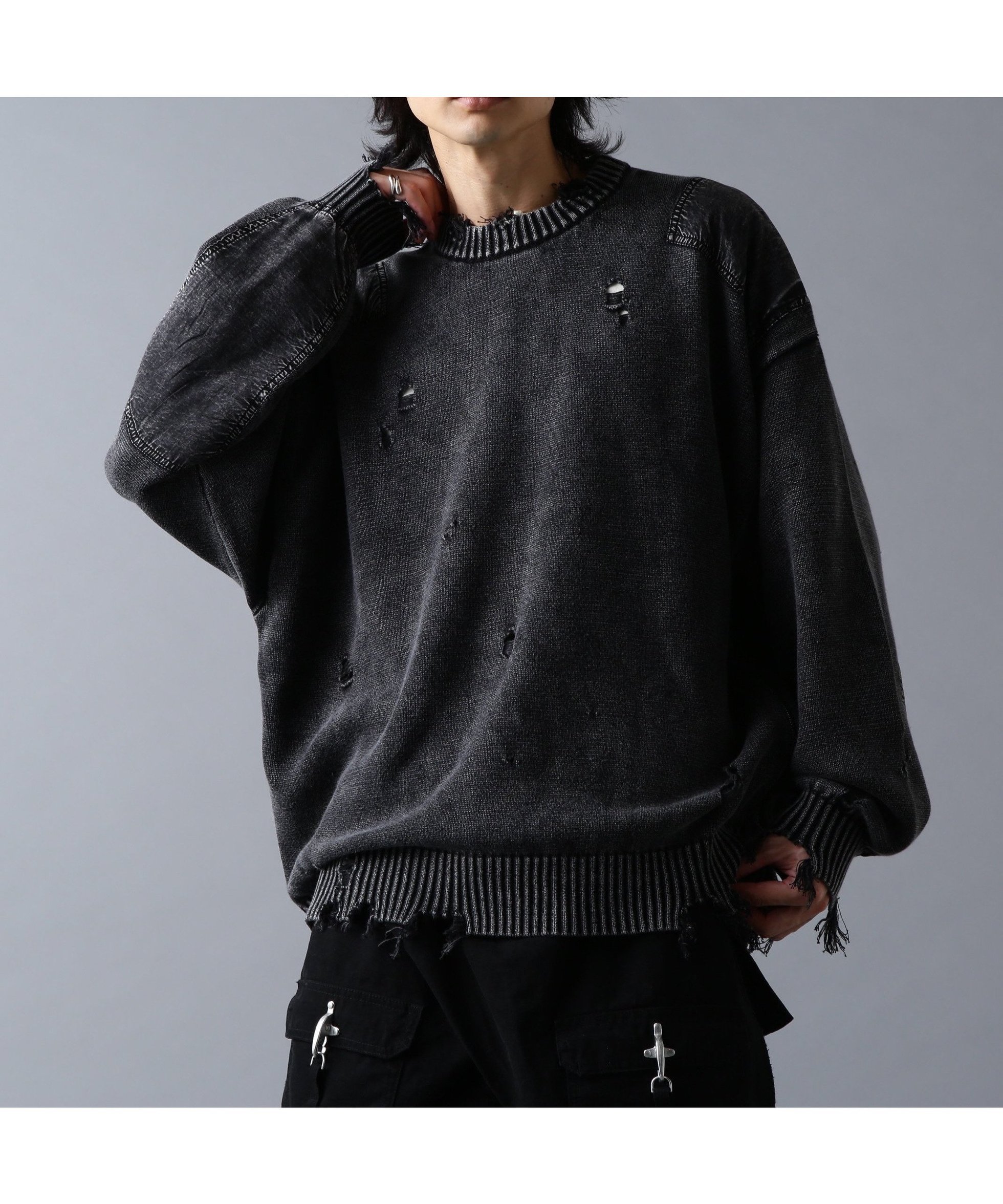 【エルエイチピー/LHP / MEN】のDankeSchon/ダンケシェーン/MILS KNIT CREWNECK インテリア・キッズ・メンズ・レディースファッション・服の通販 founy(ファニー) 　ファッション　Fashion　メンズファッション　Fashion for Men　ヴィンテージ　Vintage Style　カットソー　Cut and Sewn Top　カーゴパンツ　Cargo Pants, Utility Pants　グラフィック　Graphic, Graphic Design　コレクション　Collection, Seasonal Line　今季　This Season, Current Season　スタンダード　Standard, Basic　スラックス　Slacks, Dress Pants　ダメージ　Distressed, Destroyed　トレンド　Trend, Trending Now　バランス　Balance, Style Balance　パッチワーク　Patchwork, Mixed Fabric　ミックス　Mix, Mixed Style　ミリタリー　Military, Army Style　ユーズド　Used, Vintage-Look　リアル　Real, Realistic　リラックス　Relax, Relaxed Fit　ルーズ　Loose, Oversized　ロング　Long, Long-Length　ワーク　Workwear, Utility Style　おすすめ　Recommended / Our Picks　ブラック|ID: prp329100004712007 ipo3291000000034089491