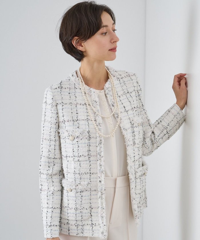 【アナイ/ANAYI】の【Eternal Line 2024】ミックスツイードロングノーカラー ジャケット インテリア・キッズ・メンズ・レディースファッション・服の通販 founy(ファニー) https://founy.com/ ファッション Fashion レディースファッション Fashion for Women アウター Coat / Outerwear Collection レディースジャケット・軽アウター Jackets ノーカラージャケット / シンプル上品コーデ Collarless Jackets オケージョン Occasion Wear コンパクト Compact, Small Size シフォン Chiffon, Lightweight Fabric ショート Short, Short Length ジャケット Jacket, Outerwear スマート Smart, Elegant セットアップ Set-Up, Coordinated Outfit ツイード／ツィード Choker, Choker Necklace ツイード Twill, Twill Weave ドレス Dress, One-Piece ハーフ Half, Half-Length パーティ Party, Party Style フォーマル Formal, Dressy フリンジ Fringe, Tassel フロント Front, Front Design ミックス Mix, Mixed Style メタル Metal, Metal Parts 再入荷 Restock / Back in Stock セレモニー Ceremony 入学式 Entrance Ceremony 卒業式 Graduation Ceremony 結婚式 Wedding ビジネス 仕事 通勤 Business / Work / Commuting |ID: prp329100004712357 ipo3291000000034500577