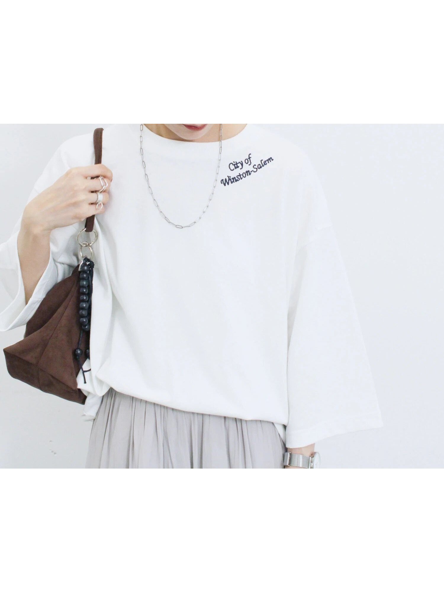 【サマンサモスモス/Samansa Mos2】のチェーン刺繍7分袖プルオーバー 人気、トレンドファッション・服の通販 founy(ファニー) 　ファッション　Fashion　レディースファッション　Fashion for Women　トップス・カットソー　Cut & Sew Tops　カジュアルプルオーバー・ニットトップス　Pullovers & Knit Tops / Casual Pullovers　シンプル　Simple, Minimal　チェーン　Chain, Chain Strap　リラックス　Relax, Relaxed Fit　 other-1|ID: prp329100004712575 ipo3291000000034271098