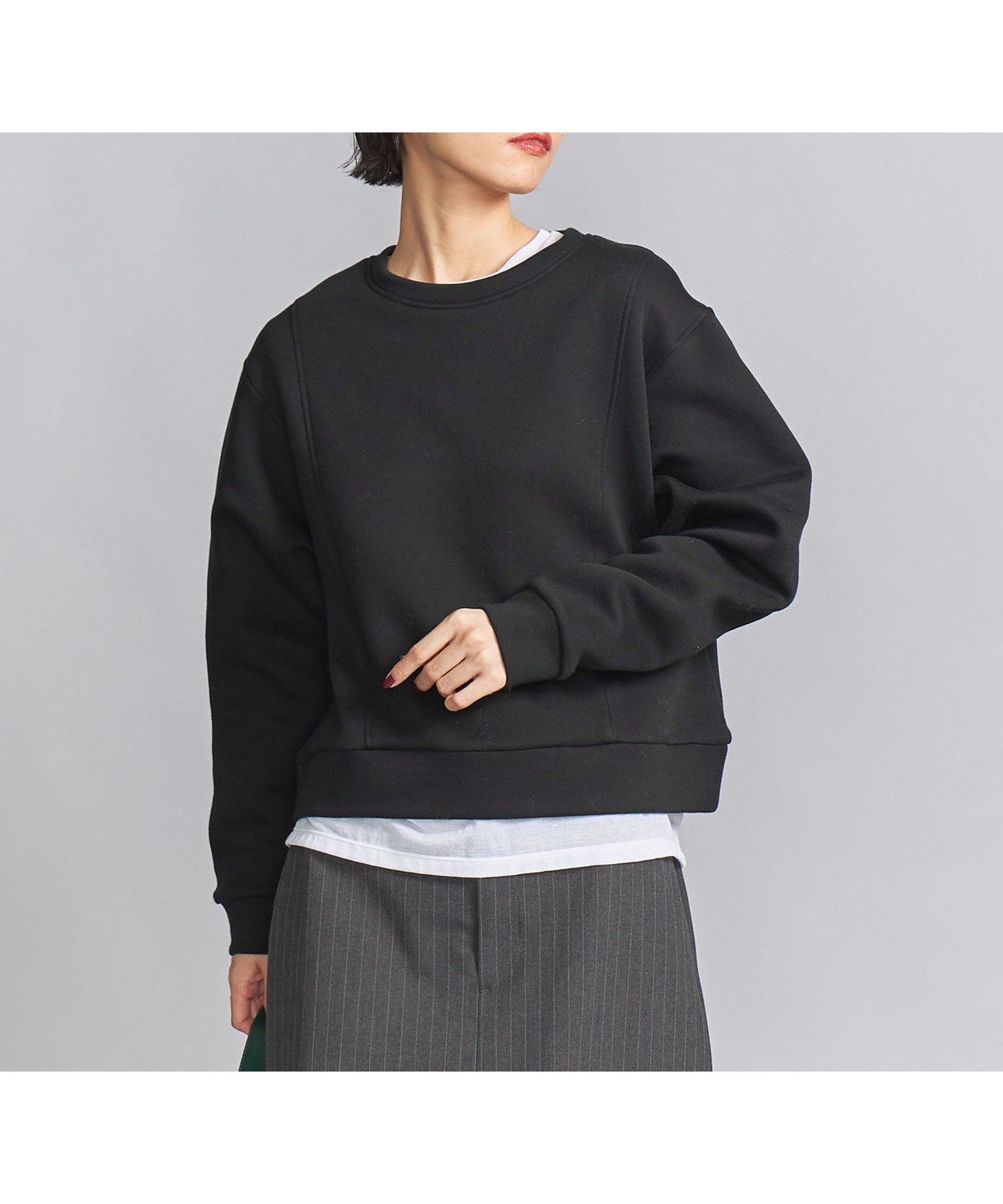 【ユナイテッドアローズ/UNITED ARROWS】のダンボールシーム プルオーバー インテリア・キッズ・メンズ・レディースファッション・服の通販 founy(ファニー) 　ファッション　Fashion　レディースファッション　Fashion for Women　トップス・カットソー　Cut & Sew Tops　カジュアルプルオーバー・ニットトップス　Pullovers & Knit Tops / Casual Pullovers　ショート　Short, Short Length　シンプル　Simple, Minimal　スリーブ　Sleeve, Long Sleeve / Short Sleeve　トレンド　Trend, Trending Now　フォルム　Silhouette, Form　ボトム　Bottoms, Lower Wear　ワイド　Wide, Wide Fit　アウトレット　Outlet / Clearance　BLACK|ID: prp329100004712646 ipo3291000000034042296