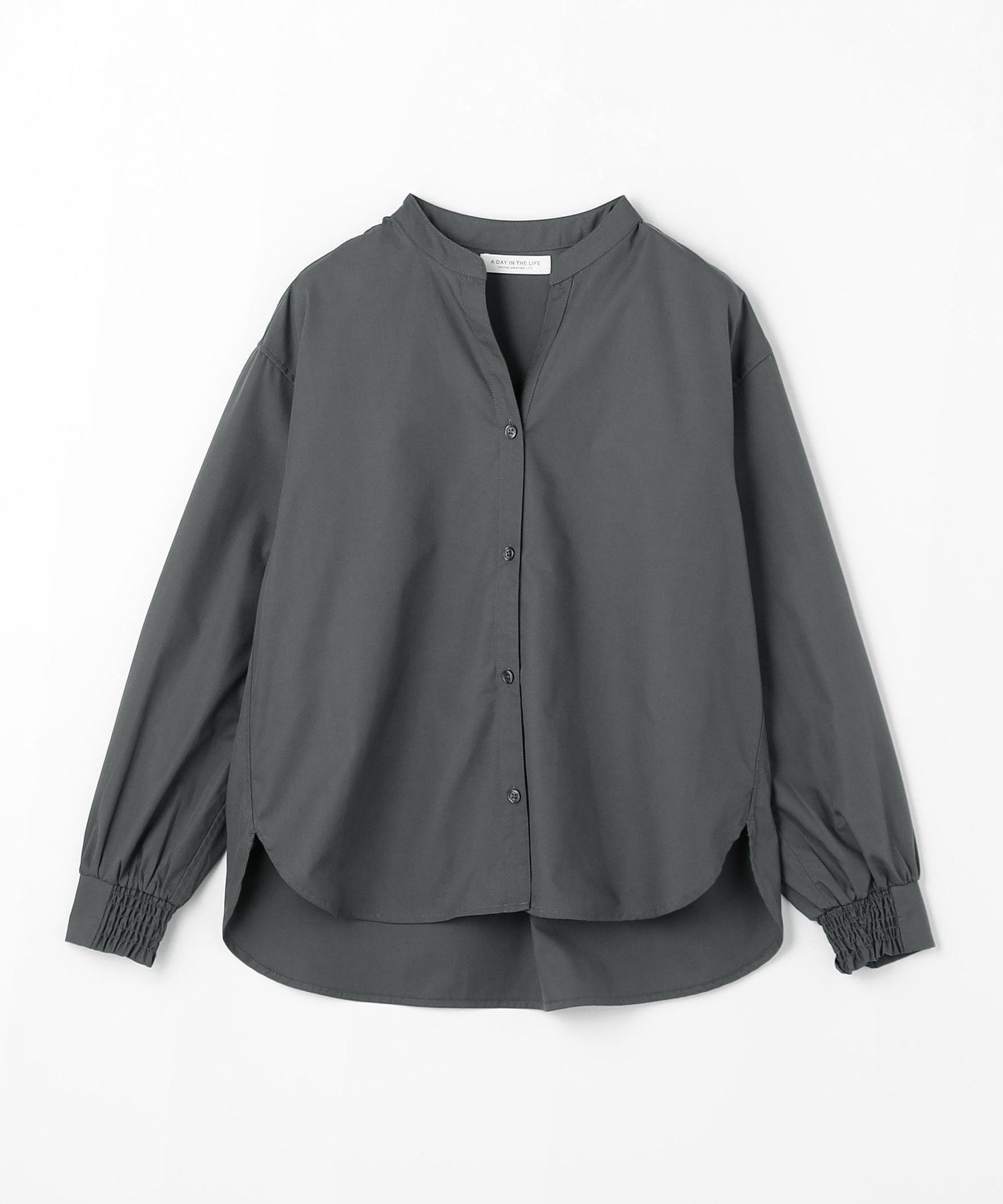 【ユナイテッドアローズ/UNITED ARROWS】のスキッパー ボリュームスリーブ シャツ A DAY IN THE LIFE インテリア・キッズ・メンズ・レディースファッション・服の通販 founy(ファニー) 　ファッション　Fashion　レディースファッション　Fashion for Women　トップス・カットソー　Cut & Sew Tops　シャツ・ブラウス・オフィスカジュアル　Elegant Blouses & Button-Ups　ボリューム袖・フリルスリーブブラウス　Voluminous & Ruffle Sleeves / Puffy Sleeve Tops　シンプル　Simple, Minimal　スキッパー　Skipper, Open Collar　スリーブ　Sleeve, Long Sleeve / Short Sleeve　ロング　Long, Long-Length　ワイド　Wide, Wide Fit　アウトレット　Outlet / Clearance　エレガント 上品　Elegant　DK.GRAY|ID: prp329100004712762 ipo3291000000034043478