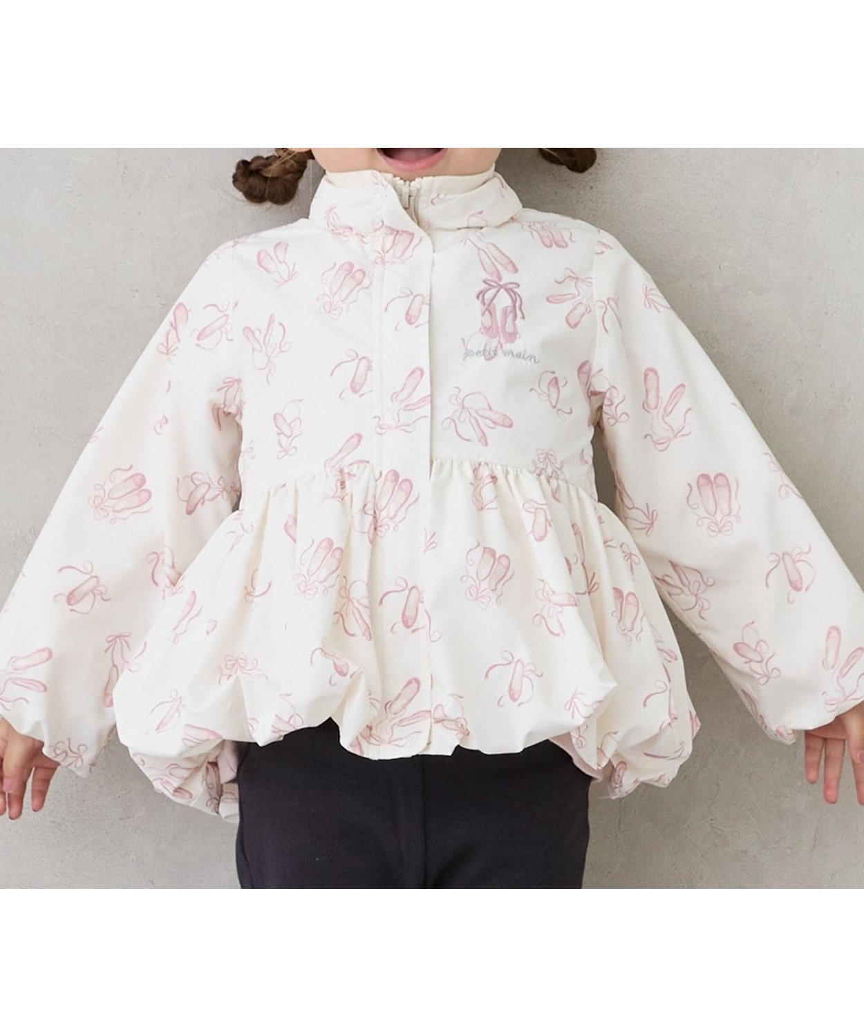 【ナルミヤ オンライン/NARUMIYA ONELINE / KIDS】の【撥水加工】ペプラムウィンブレ インテリア・キッズ・メンズ・レディースファッション・服の通販 founy(ファニー) 　ファッション　Fashion　キッズファッション　Fashion for Kids　バレエ　Ballet, Ballet Style　パターン　Pattern, Design Print　ペプラム　Peplum, Flared Hem　ポケット　Pocket, Pocket Detail　モチーフ　Motif, Design Theme　ラベンダー　Lavender　ワンポイント　One Point, Statement Accent　オフ ホワイト|ID: prp329100004712832 ipo3291000000034123016