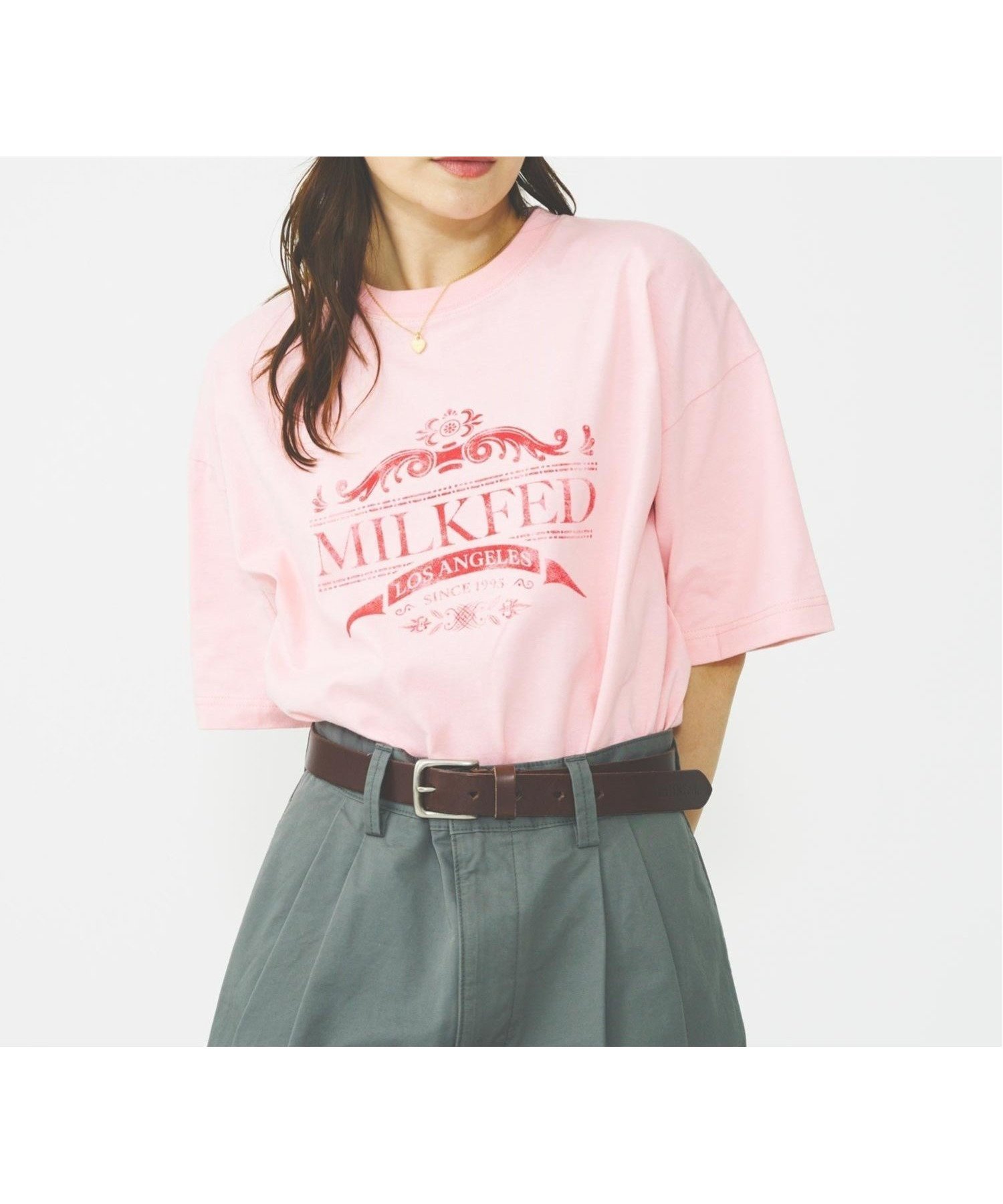 【ミルクフェド/MILKFED.】のEMBLEM LOGO WIDE S/S TEE MILKFED. インテリア・キッズ・メンズ・レディースファッション・服の通販 founy(ファニー) 　ファッション　Fashion　レディースファッション　Fashion for Women　おすすめ　Recommended / Our Picks　グラフィック　Graphic, Graphic Design　プリント　Print, Printed Pattern　ワイド　Wide, Wide Fit　半袖　Short Sleeve, Half Sleeve　夏　Summer　S/S・春夏　SS, Spring/Summer, Warm Season　LtPINK|ID: prp329100004713231 ipo3291000000034048446