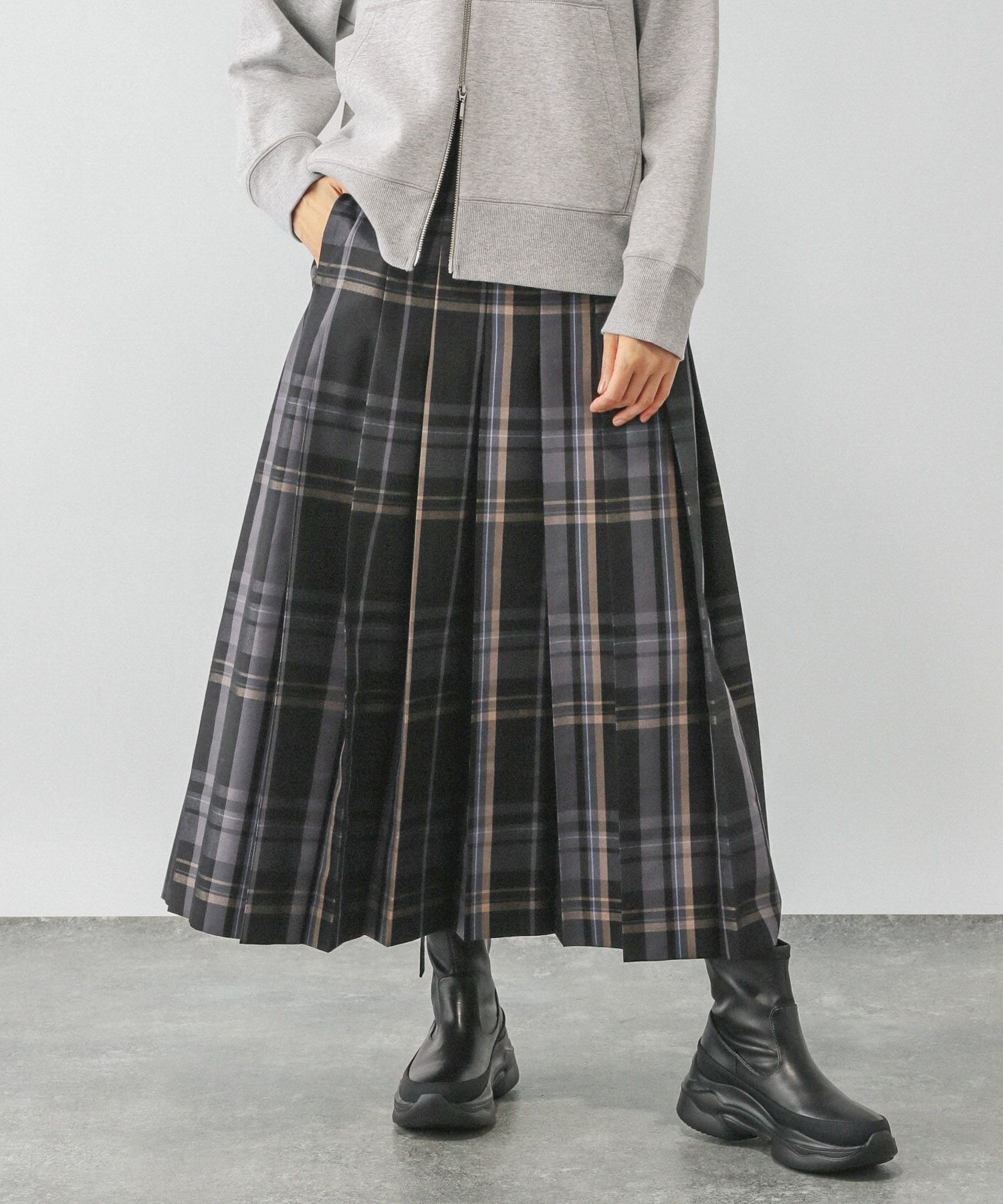 【グローバルワーク/GLOBAL WORK】のワイドプリーツフレアスカート/583879 インテリア・キッズ・メンズ・レディースファッション・服の通販 founy(ファニー) 　ファッション　Fashion　レディースファッション　Fashion for Women　スカート　Skirts　Aライン・フレアスカート　A-Line & Flared Skirts　おすすめ　Recommended / Our Picks　チェック　Check, Plaid, Tartan　トレンド　Trend, Trending Now　フラット　Flat, Flat Shoes　プリーツ　Pleats, Pleated　ロング　Long, Long-Length　楽ちん　Easy Fit, Comfortable　秋　Autumn　ブラックチェック09|ID: prp329100004713347 ipo3291000000034049993
