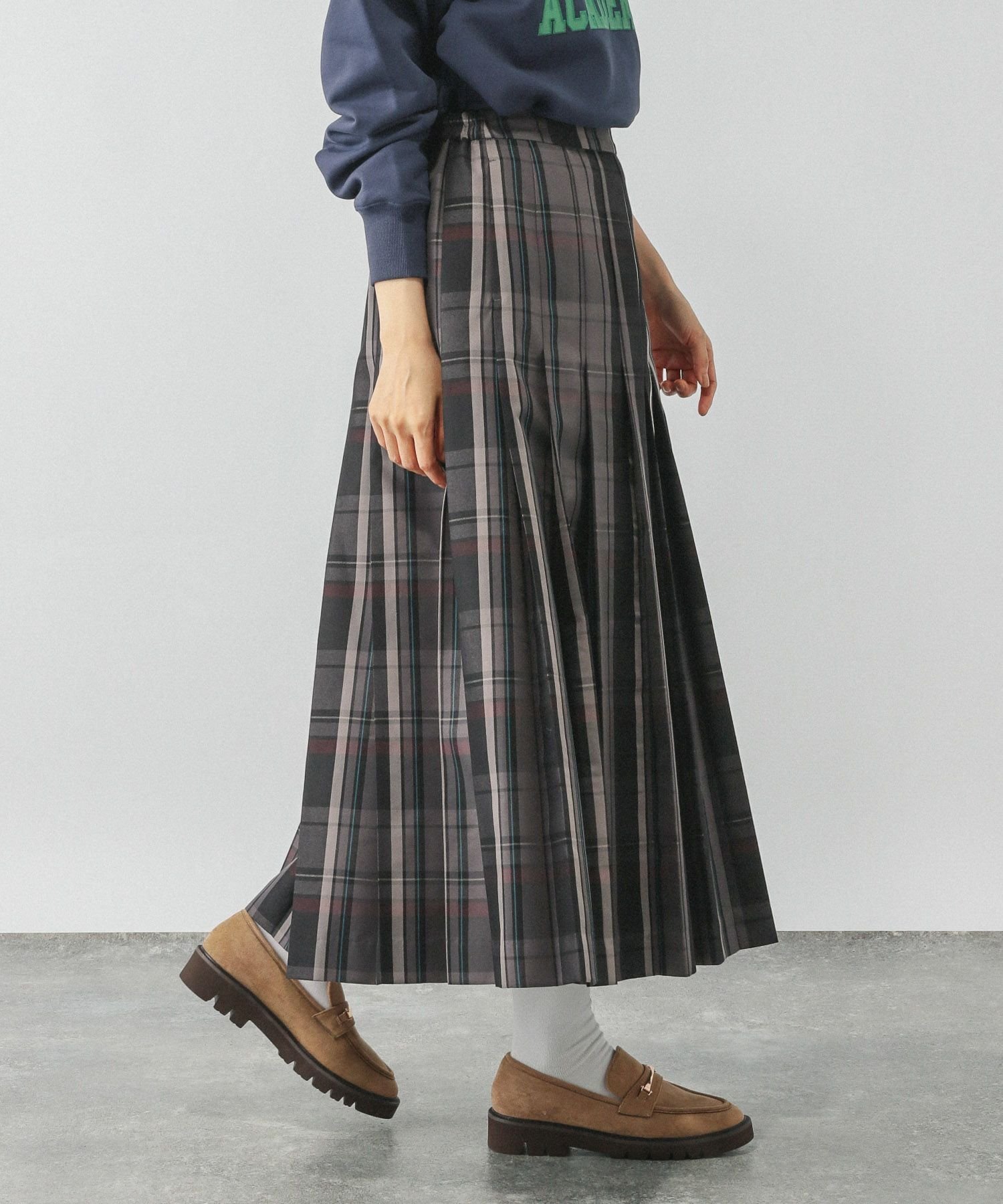 【グローバルワーク/GLOBAL WORK】のワイドプリーツフレアスカート/583879 インテリア・キッズ・メンズ・レディースファッション・服の通販 founy(ファニー) 　ファッション　Fashion　レディースファッション　Fashion for Women　スカート　Skirts　Aライン・フレアスカート　A-Line & Flared Skirts　おすすめ　Recommended / Our Picks　チェック　Check, Plaid, Tartan　トレンド　Trend, Trending Now　フラット　Flat, Flat Shoes　プリーツ　Pleats, Pleated　ロング　Long, Long-Length　楽ちん　Easy Fit, Comfortable　秋　Autumn　チャコールチェック18|ID: prp329100004713347 ipo3291000000034049994