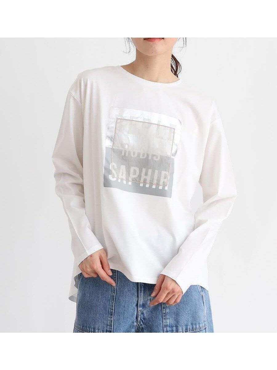 【ラシュッド/LASUD】のオーガンジーロゴロンT インテリア・キッズ・メンズ・レディースファッション・服の通販 founy(ファニー) ファッション Fashion レディースファッション Fashion for Women トップス・カットソー Cut & Sew Tops ロングTシャツ・Tシャツ Longline T-Shirts & Tees オーガンジー Organza Fabric ロング Long, Long-Length オフホワイト|ID: prp329100004713388 ipo3291000000034714140