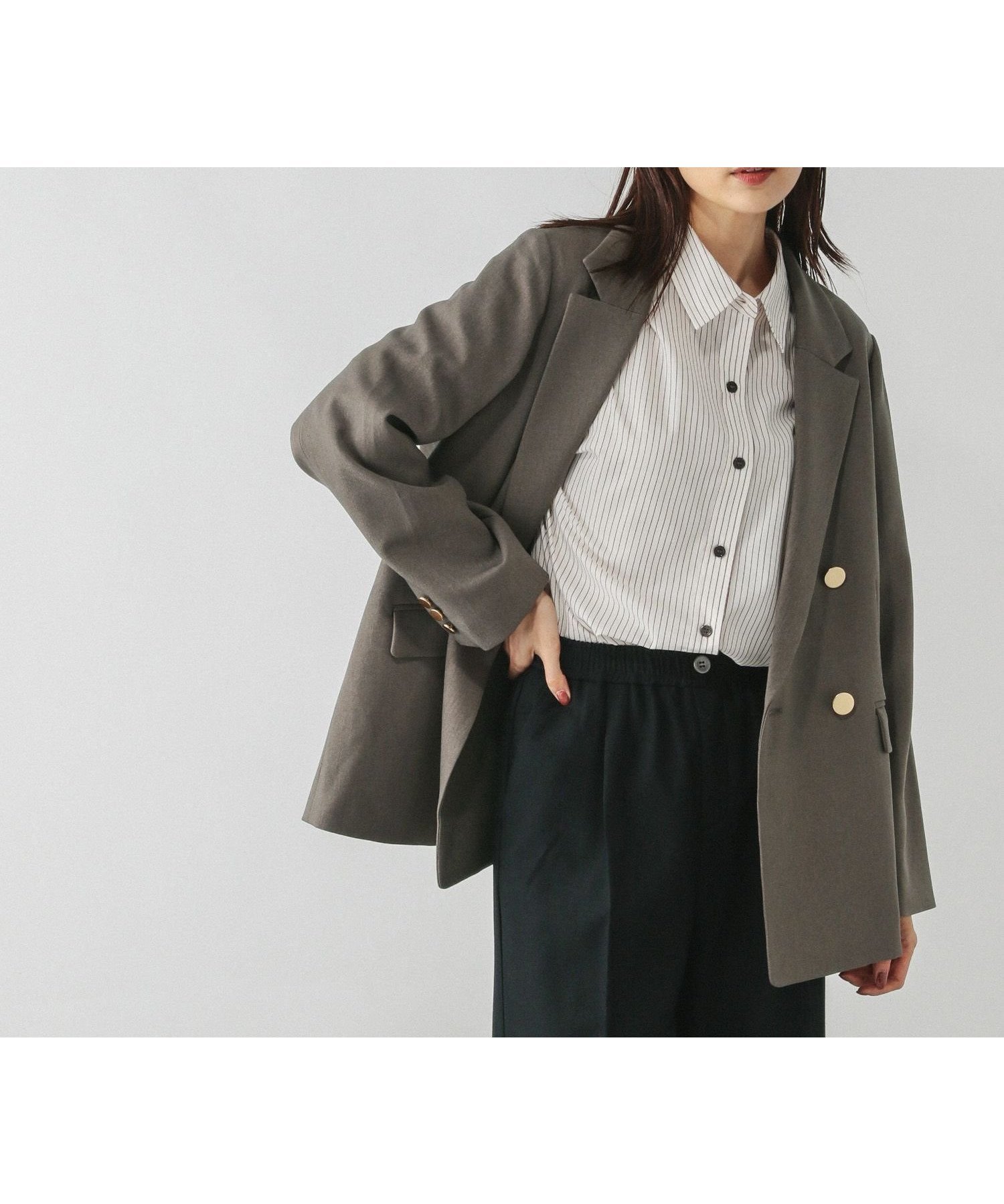 【グローバルワーク/GLOBAL WORK】のお手入れラクラクセットアップ/ダブルジャケット/587828 インテリア・キッズ・メンズ・レディースファッション・服の通販 founy(ファニー) ファッション Fashion レディースファッション Fashion for Women アウター Coat / Outerwear Collection レディースジャケット・軽アウター Jackets おすすめ Recommended / Our Picks ジャケット Jacket, Outerwear ストレッチ Stretch, Stretchy Fabric セットアップ Set-Up, Coordinated Outfit ダブル Double, Double-Breasted チェック Check, Plaid, Tartan デニム Denim, Jeans Material フラット Flat, Flat Shoes フレア Flare, Flared ワイド Wide, Wide Fit A/W・秋冬 Autumn/Winter グレイッシュモカ56|ID: prp329100004713432 ipo3291000000034870569