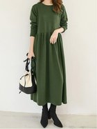 【ドゥーベル/Doux Belle】の【Doux Belle】ワンピース 長袖 ロング ロングワンピ 人気、トレンドファッション・服の通販 founy(ファニー) ファッション Fashion レディースファッション Fashion for Women ワンピース Dresses 春 Spring 秋 Autumn カットソー Cut and Sewn Top シンプル Simple, Minimal ジャケット Jacket, Outerwear 長袖 Long Sleeve, Full Sleeve フレア Flare, Flared ベーシック Basic, Essential ポケット Pocket, Pocket Detail ラウンド Round, Round Neck ロング Long, Long-Length 冬 Winter / This Winter A/W・秋冬 Autumn/Winter thumbnail カーキ|ID: prp329100004713514 ipo3291000000034872857