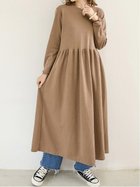 【ドゥーベル/Doux Belle】の【Doux Belle】ワンピース 長袖 ロング ロングワンピ 人気、トレンドファッション・服の通販 founy(ファニー) ファッション Fashion レディースファッション Fashion for Women ワンピース Dresses 春 Spring 秋 Autumn カットソー Cut and Sewn Top シンプル Simple, Minimal ジャケット Jacket, Outerwear 長袖 Long Sleeve, Full Sleeve フレア Flare, Flared ベーシック Basic, Essential ポケット Pocket, Pocket Detail ラウンド Round, Round Neck ロング Long, Long-Length 冬 Winter / This Winter A/W・秋冬 Autumn/Winter thumbnail ブラウン|ID: prp329100004713514 ipo3291000000034872862