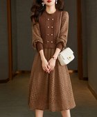 【ミニミニストア/miniministore】のニットワンピース ランタンスリーブ 上品 ブラウン|ID: prp329100004713554 ipo3291000000034659977