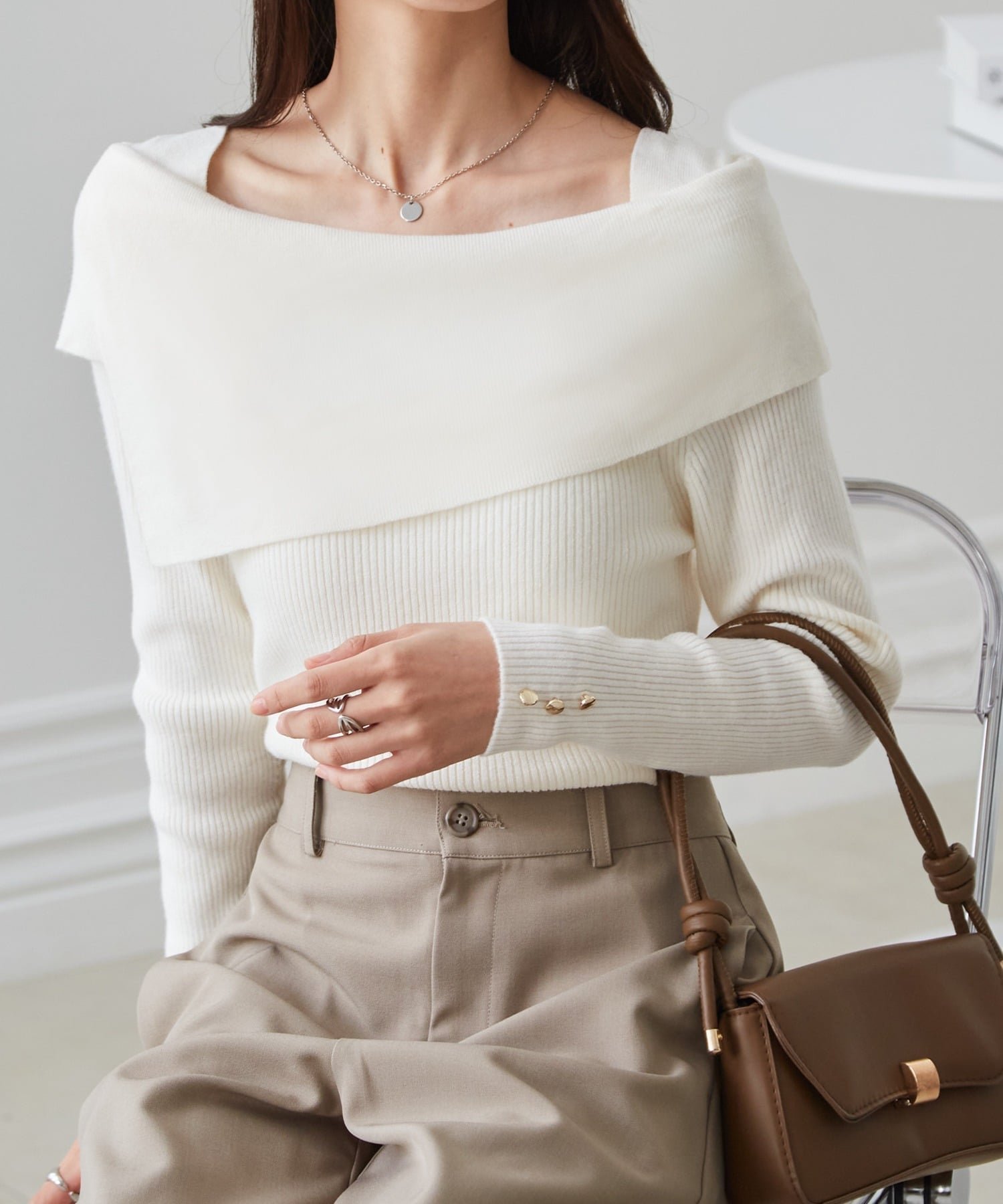 【ラナン/Ranan】のRanan/アシメオフショルリブニット インテリア・キッズ・メンズ・レディースファッション・服の通販 founy(ファニー) 　ファッション　Fashion　レディースファッション　Fashion for Women　トップス・カットソー　Cut & Sew Tops　ニット　Knit Tops & Sweaters　アシンメトリー　Asymmetrical Style　インナー　Innerwear　エレガント 上品　Elegant　カットソー　Cut and Sewn Top　コンパクト　Compact, Small Size　シンプル　Simple, Minimal　スクエア　Square, Square Shape　スラックス　Slacks, Dress Pants　タイトスカート　Pencil Skirt, Tight Skirt　デコルテ　Décolleté, Neckline　デニム　Denim, Jeans Material　フェミニン　Feminine, Girly　ボトム　Bottoms, Lower Wear　ポケット　Pocket, Pocket Detail　リブニット　Rib Knit, Ribbed Knit　おすすめ　Recommended / Our Picks　ビジネス 仕事 通勤　Business / Work / Commuting　OW|ID: prp329100004713664 ipo3291000000034292464
