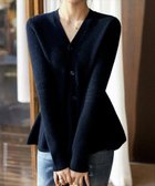 【ラジュール/Lajour】のペプラムリブニットカーディガン ネイビー|ID: prp329100004713986 ipo3291000000034280130