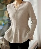 【ラジュール/Lajour】のペプラムリブニットカーディガン ベージュ|ID: prp329100004713986 ipo3291000000034280134