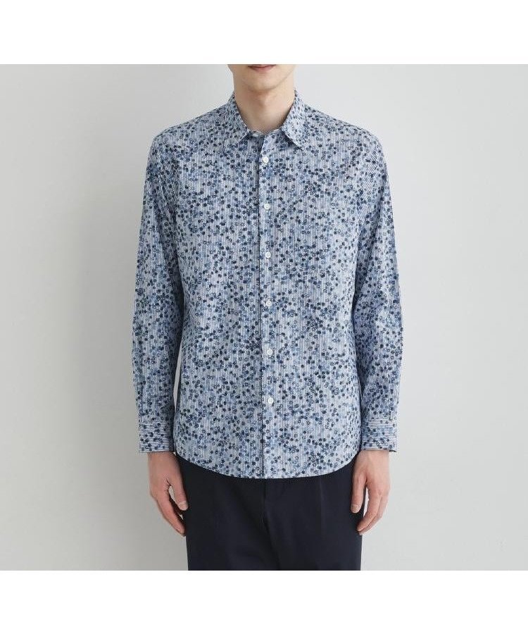 【タケオキクチ/TAKEO KIKUCHI / MEN】の【Sサイズ~】ストライプ小花 長袖シャツ インテリア・キッズ・メンズ・レディースファッション・服の通販 founy(ファニー) 　ファッション　Fashion　メンズファッション　Fashion for Men　インナー　Innerwear　カーディガン　Cardigan, Knitwear　グラデーション　Gradient, Ombre　ジャケット　Jacket, Outerwear　ストライプ　Stripe, Striped Pattern　スマート　Smart, Elegant　フィット　Fit, Slim Fit　プリント　Print, Printed Pattern　ポケット　Pocket, Pocket Detail　レギュラー　Regular, Standard Fit　秋　Autumn　長袖　Long Sleeve, Full Sleeve　ブルーグリーン|ID: prp329100004713991 ipo3291000000034107684