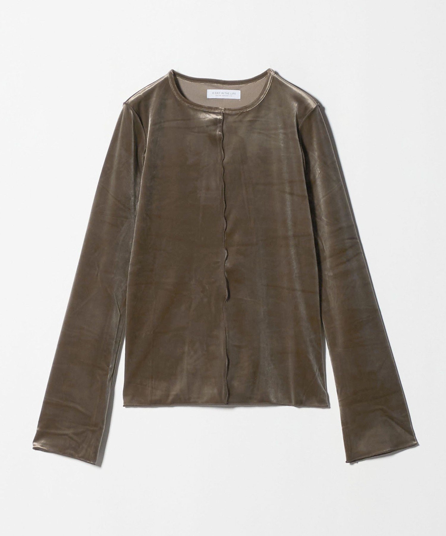 【ユナイテッドアローズ/UNITED ARROWS】のベロア ロングスリーブカットソー A DAY IN THE LIFE インテリア・キッズ・メンズ・レディースファッション・服の通販 founy(ファニー) 　ファッション　Fashion　レディースファッション　Fashion for Women　トップス・カットソー　Cut & Sew Tops　カットソー・ベーシックTシャツ　Cut-and-Sewn Tops / Stretch Tees & Basics　ベロアトップス　Velour Tops / Velvet-Look Items　インナー　Innerwear　秋　Autumn　カットソー　Cut and Sewn Top　シンプル　Simple, Minimal　トレンド　Trend, Trending Now　バランス　Balance, Style Balance　フロント　Front, Front Design　ベロア　Velour, Soft Velvet　アウトレット　Outlet / Clearance　エレガント 上品　Elegant　ビジネス 仕事 通勤　Business / Work / Commuting　MOCA|ID: prp329100004714520 ipo3291000000034060308