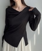 【ジュノア/JUNOAH】のMeiru 薄手アシメネック長袖リブカットソー ブラック|ID: prp329100004714554 ipo3291000000034273594