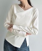 【ジュノア/JUNOAH】のMeiru 薄手アシメネック長袖リブカットソー ホワイト|ID: prp329100004714554 ipo3291000000034273598
