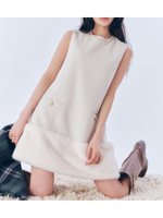 【リリーブラウン/Lily Brown】のファードッキングミニワンピース 人気、トレンドファッション・服の通販 founy(ファニー) ファッション Fashion レディースファッション Fashion for Women ワンピース Dresses おすすめ Recommended / Our Picks なめらか Smooth, Silky Texture インナー Innerwear カットソー Cut and Sewn Top スマート Smart, Elegant ドッキング Docking, Mixed Material ノースリーブ Sleeveless, No-Sleeve ペプラム Peplum, Flared Hem ポケット Pocket, Pocket Detail ロング Long, Long-Length エレガント 上品 Elegant |ID:prp329100004714694
