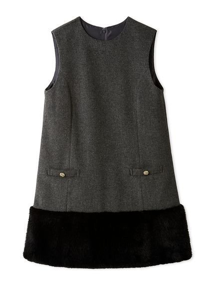 【リリーブラウン/Lily Brown】のファードッキングミニワンピース インテリア・キッズ・メンズ・レディースファッション・服の通販 founy(ファニー) 　ファッション　Fashion　レディースファッション　Fashion for Women　ワンピース　Dresses　おすすめ　Recommended / Our Picks　なめらか　Smooth, Silky Texture　インナー　Innerwear　カットソー　Cut and Sewn Top　スマート　Smart, Elegant　ドッキング　Docking, Mixed Material　ノースリーブ　Sleeveless, No-Sleeve　ペプラム　Peplum, Flared Hem　ポケット　Pocket, Pocket Detail　ロング　Long, Long-Length　エレガント 上品　Elegant　CGRY[007]|ID: prp329100004714694 ipo3291000000034061910