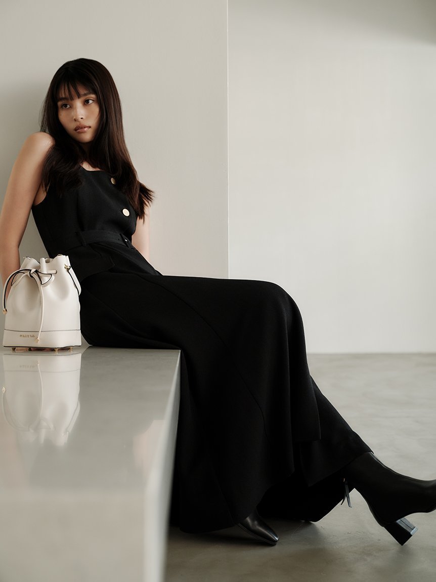 【フレイ アイディー/FRAY I.D】のダブルヘリンボーンジレワンピース インテリア・キッズ・メンズ・レディースファッション・服の通販 founy(ファニー) 　ファッション　Fashion　レディースファッション　Fashion for Women　アウター　Coat / Outerwear Collection　エレガント 上品　Elegant　クラシカル　Classical, Vintage-Inspired　スクエア　Square, Square Shape　スマート　Smart, Elegant　バランス　Balance, Style Balance　フラット　Flat, Flat Shoes　ミックス　Mix, Mixed Style　メタル　Metal, Metal Parts　BLK[009]|ID: prp329100004714708 ipo3291000000034062016