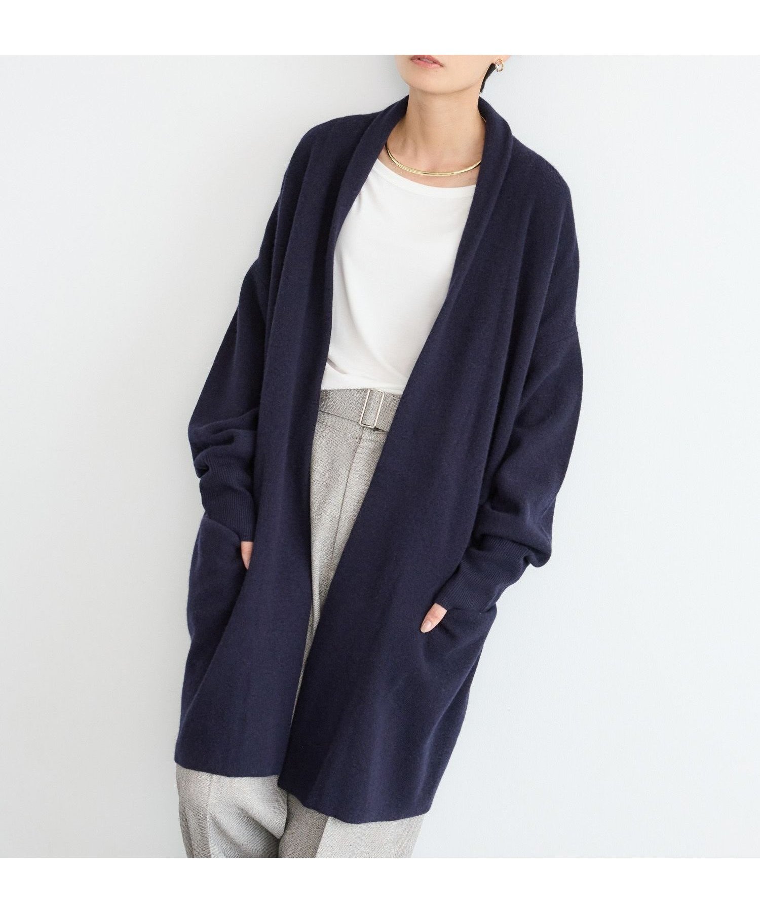 【バンヤードストーム/BARNYARDSTORM】のカシミア混コーディガン インテリア・キッズ・メンズ・レディースファッション・服の通販 founy(ファニー)  ファッション Fashion レディースファッション Fashion for Women インナー Innerwear カーディガン Cardigan, Knitwear コーディガン Coatigan, Knit Coat ショルダー Shoulder, Shoulder Strap ジップ Zip, Zipper ストール Stole, Wrap ドロップ Drop Shoulder, Dropped Style マニッシュ Mannish, Boyish リラックス Relax, Relaxed Fit ロング Long, Long-Length ネイビー|ID: prp329100004715002 ipo3291000000034349104