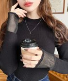 【モーメントプラス/moment+ / MEN】の12Gクルーネック袖シアーリブニットプルオーバー ブラック|ID: prp329100004715043 ipo3291000000034215134